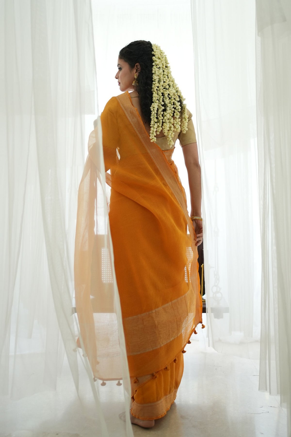 Deepa Golden Elegance Mustard Saree