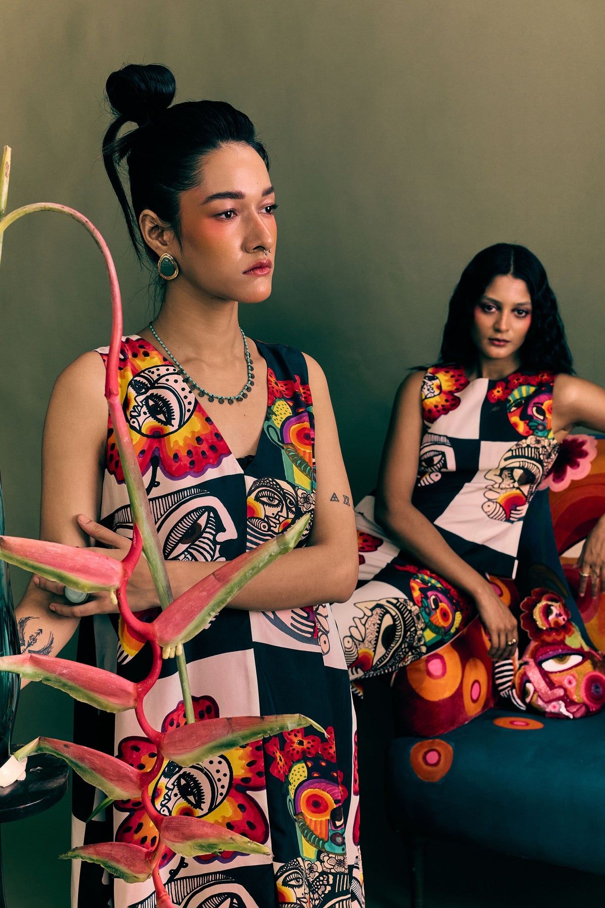 Chess Board Printed Long Dress