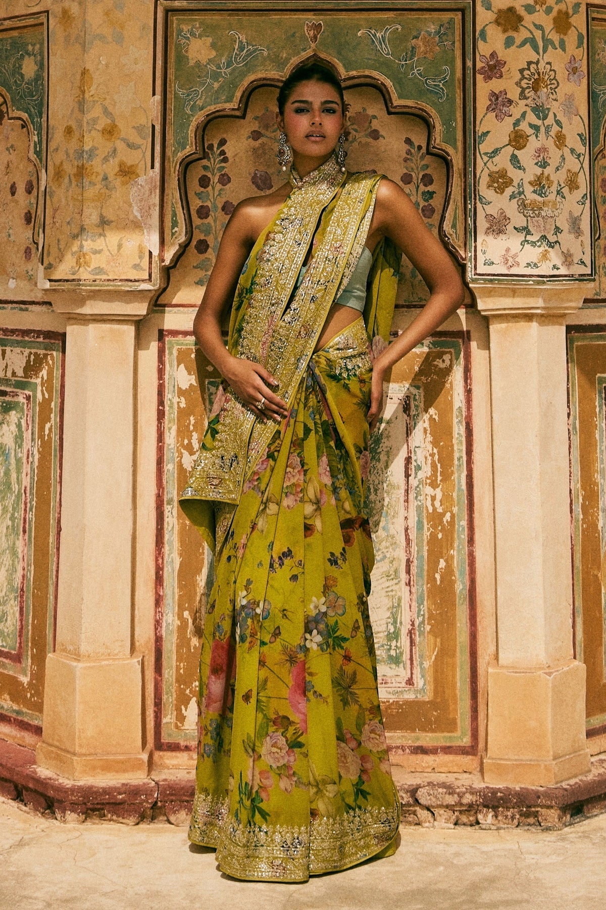 Green Ruh Printed Saree