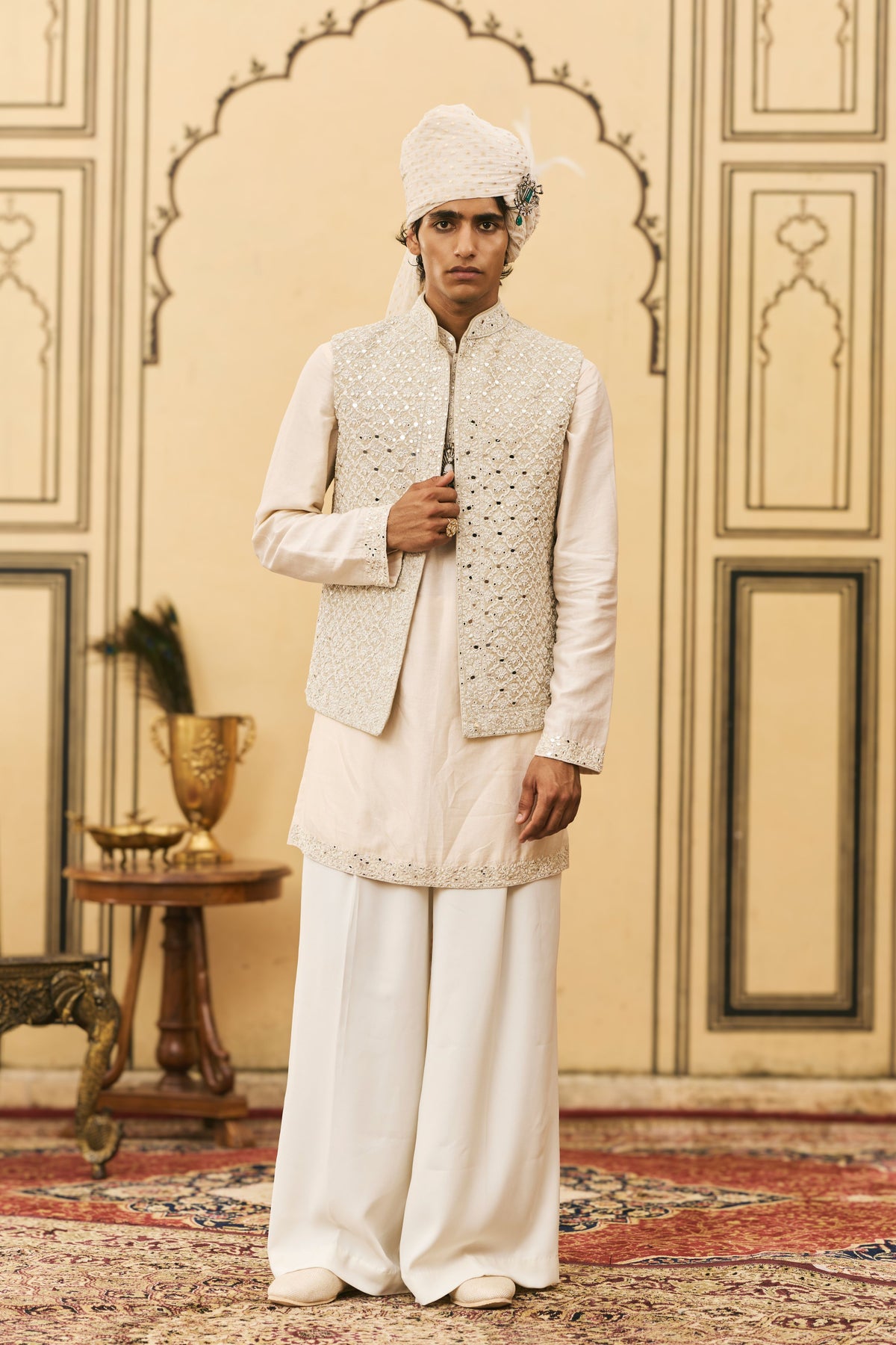 Ivory Chanderi Bundi Set
