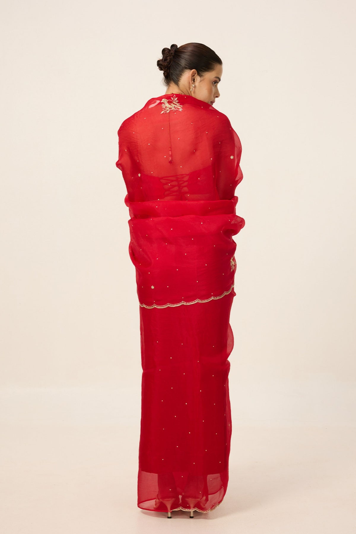 Ruby Red Organza Saree