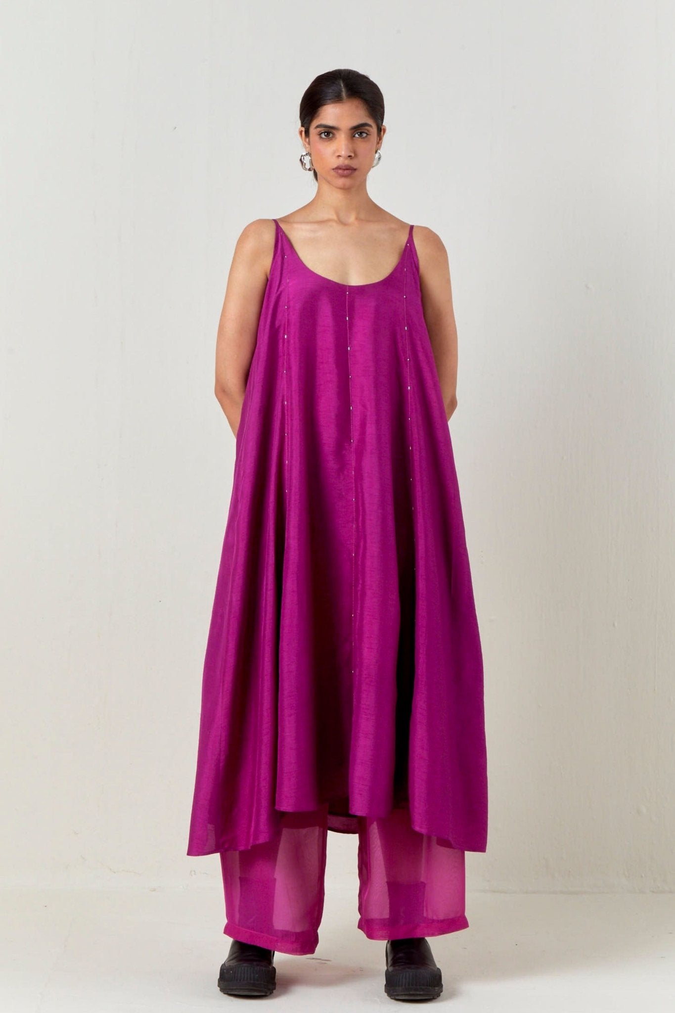 Paneled Embroidered Tunic Set - Three - Elahe