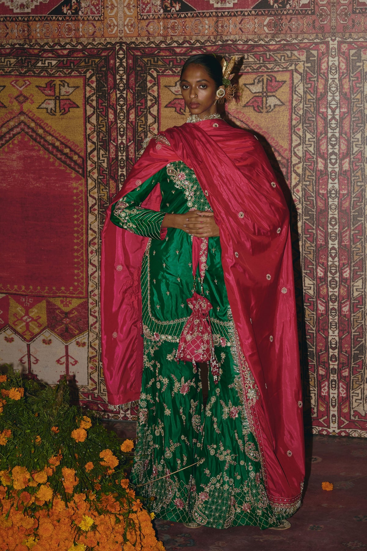 Green Sharara Set