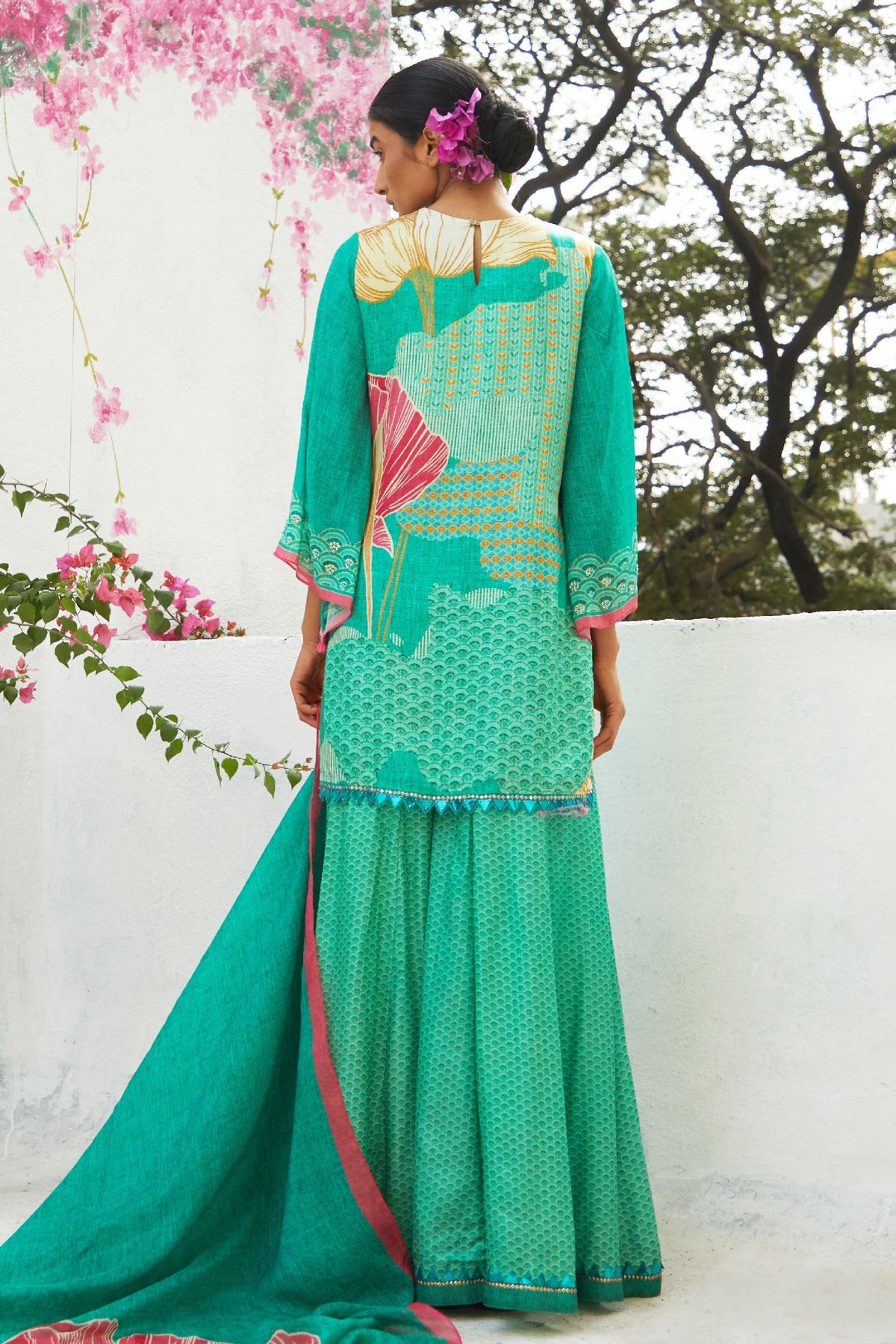 Sharara Set In Aqua