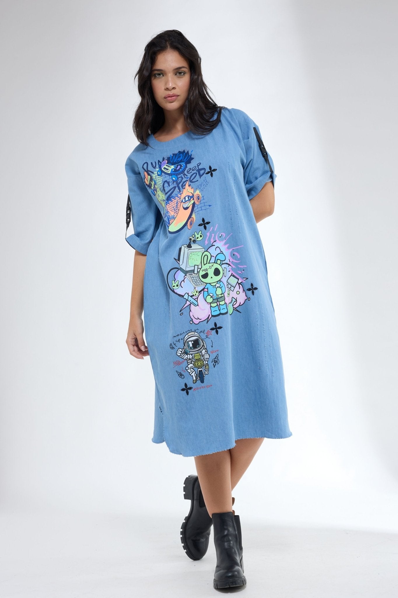 Denim Anti Fit Mid Dress - Krati Jain - Elahe