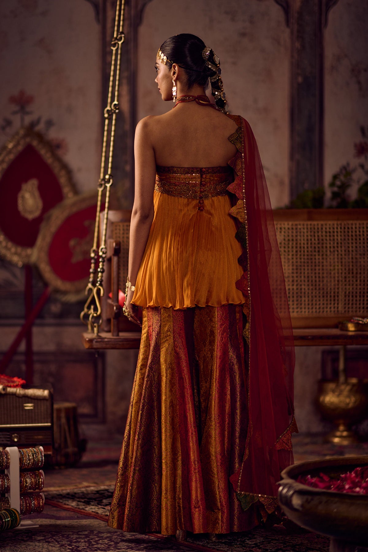 Kesariya Rang Peplum Tube Set