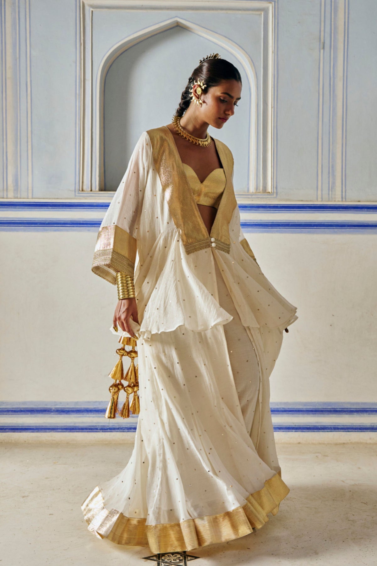 Ivory Mukesh Jacket With Sharara