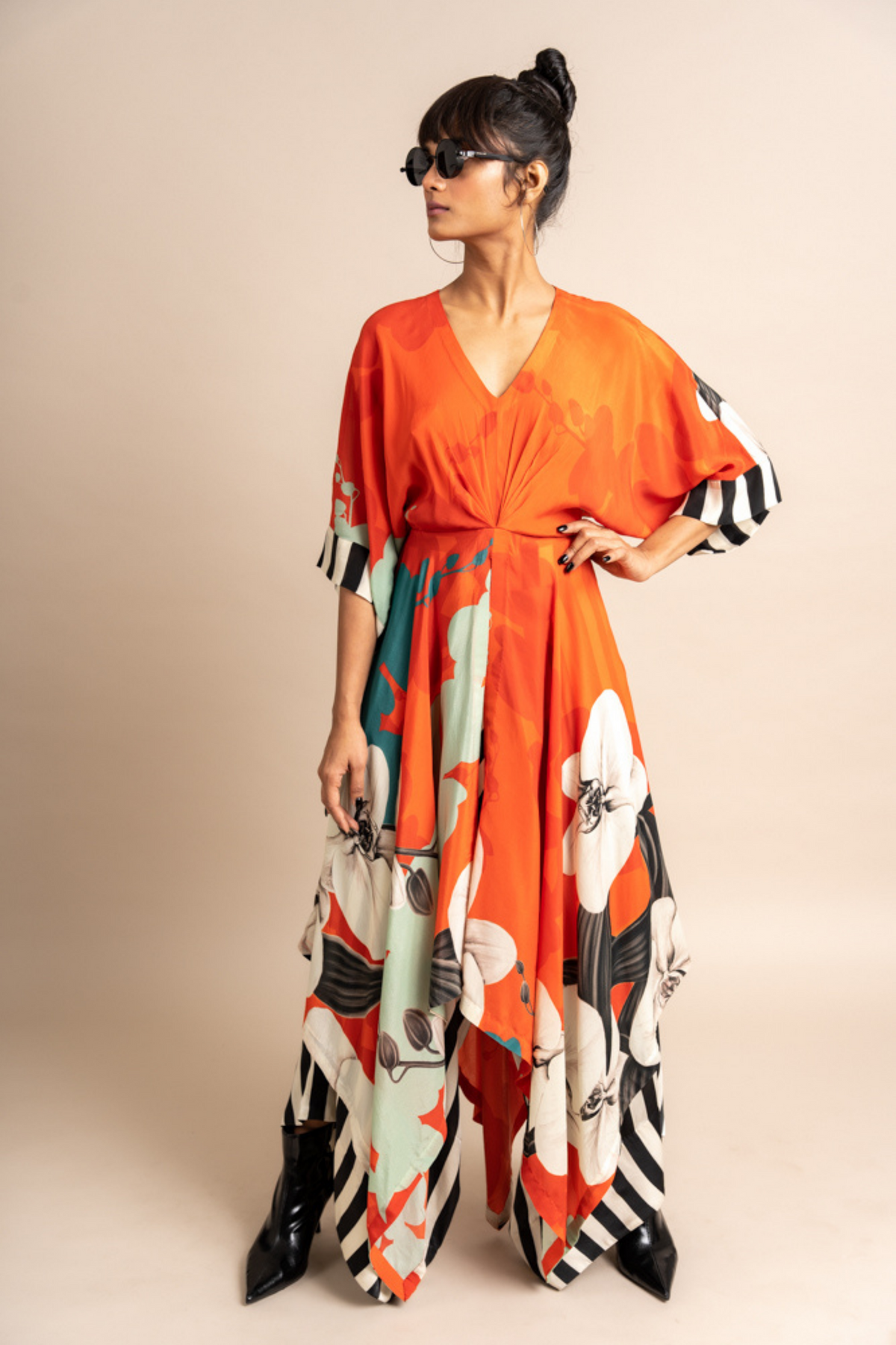 Tangerine Print Top With Pants