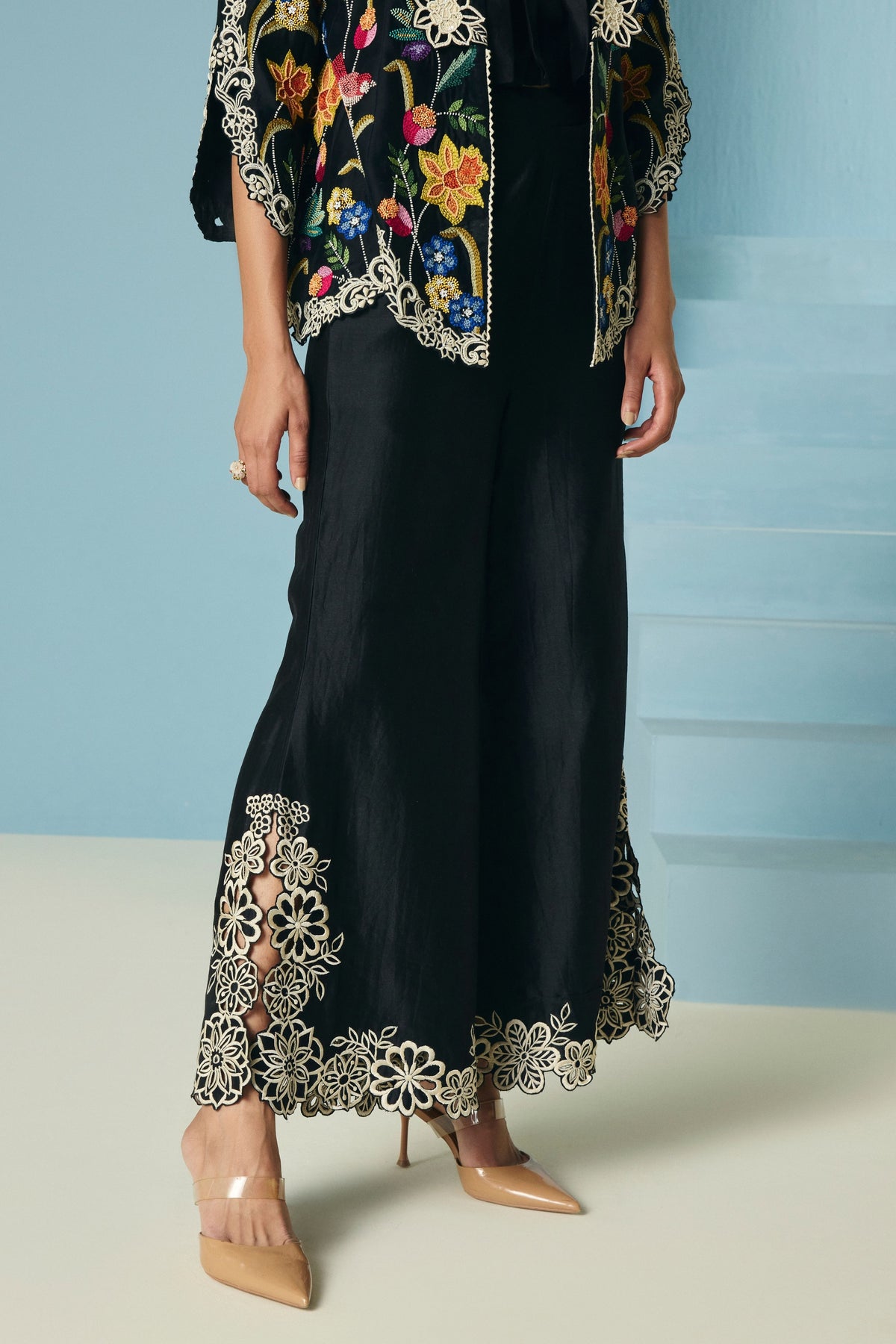 Cutwork Bell Bottom Pants