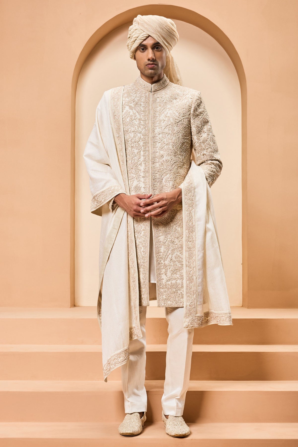 Golden Zari Sherwani Set