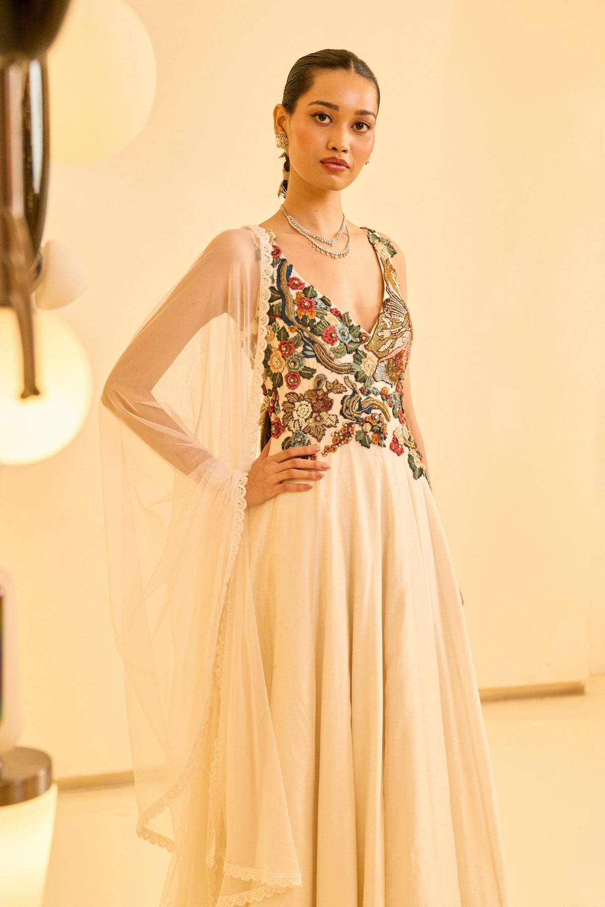 Ivory Bloom Anarkali Set