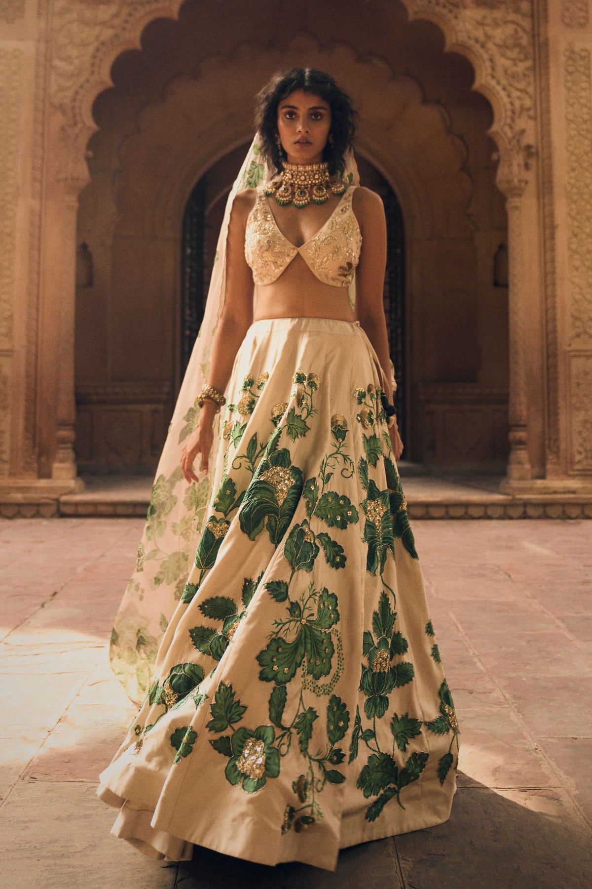 Ivory Floral Lehenga Set
