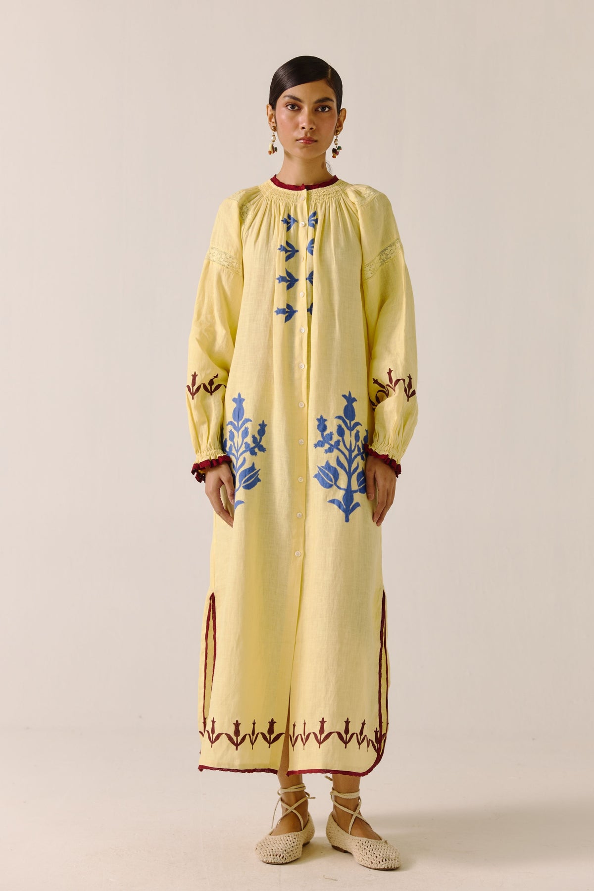 Butter Yellow Bird Applique Chloe Dress