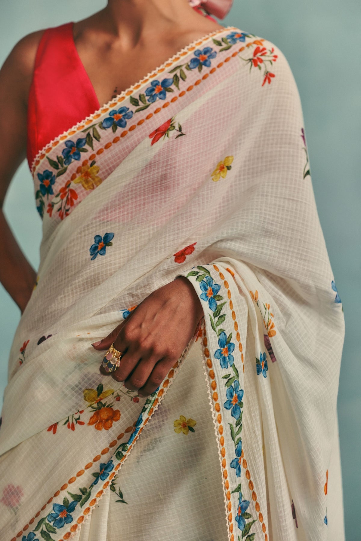 Ecru Daisy Saree