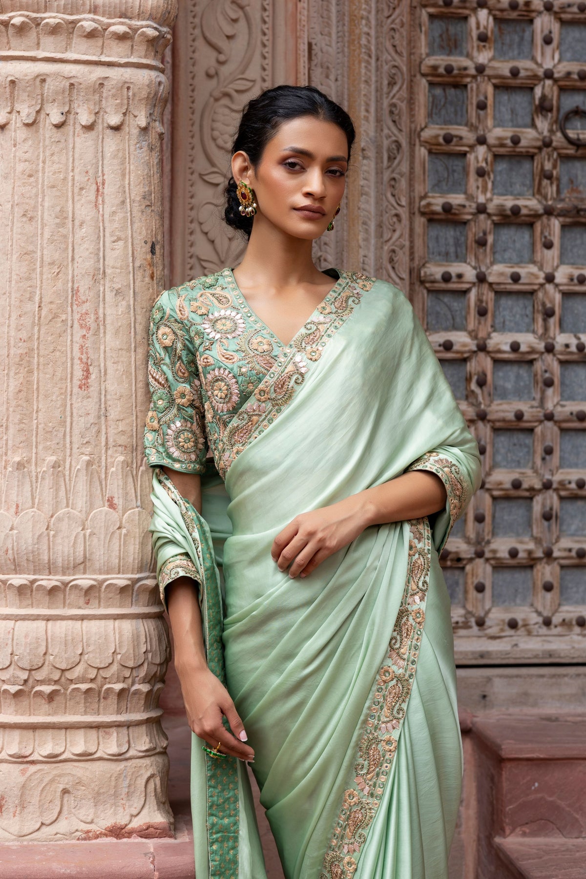 Mint Green Saree Set