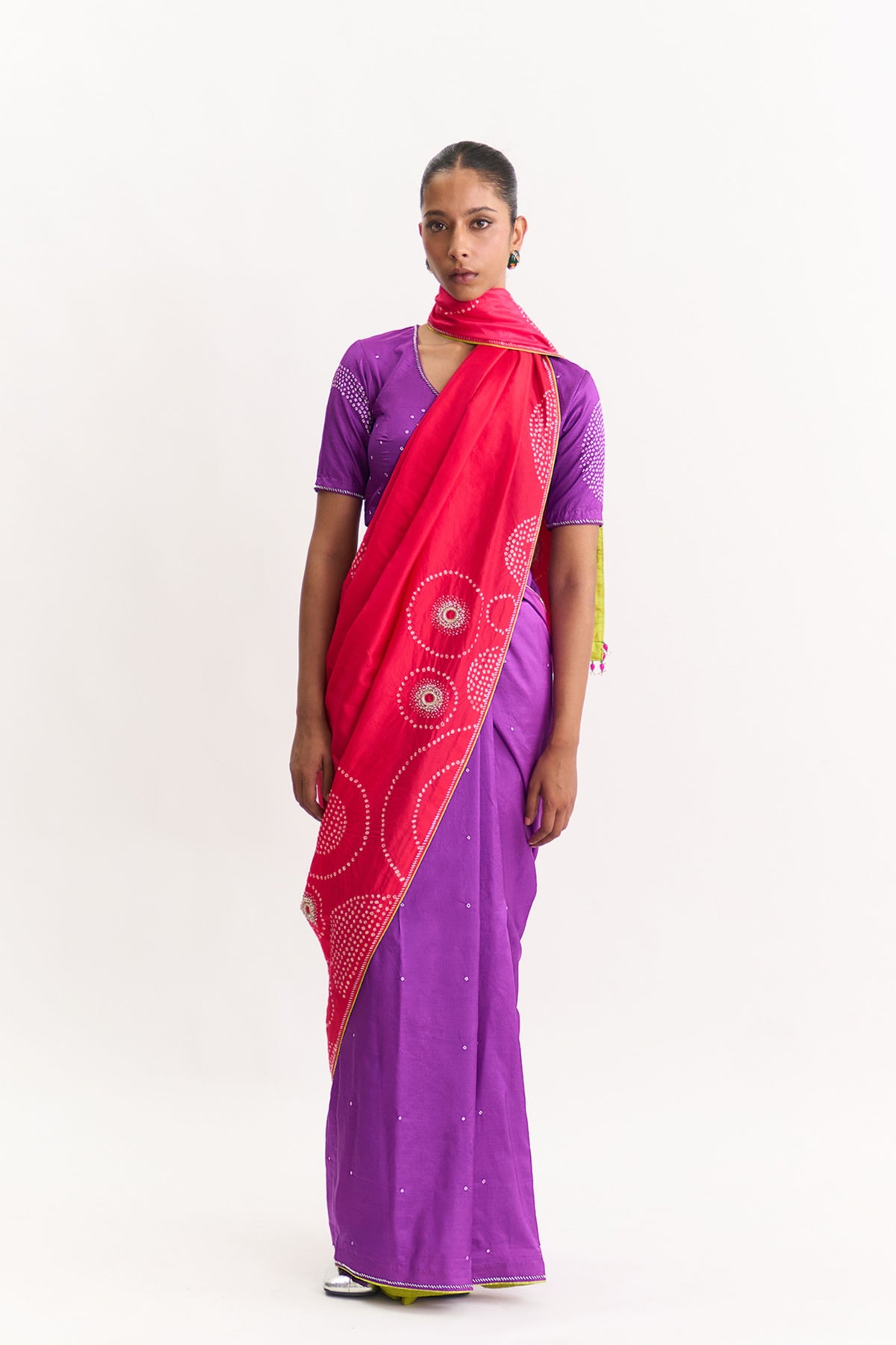 Luna Purple Tomato Saree