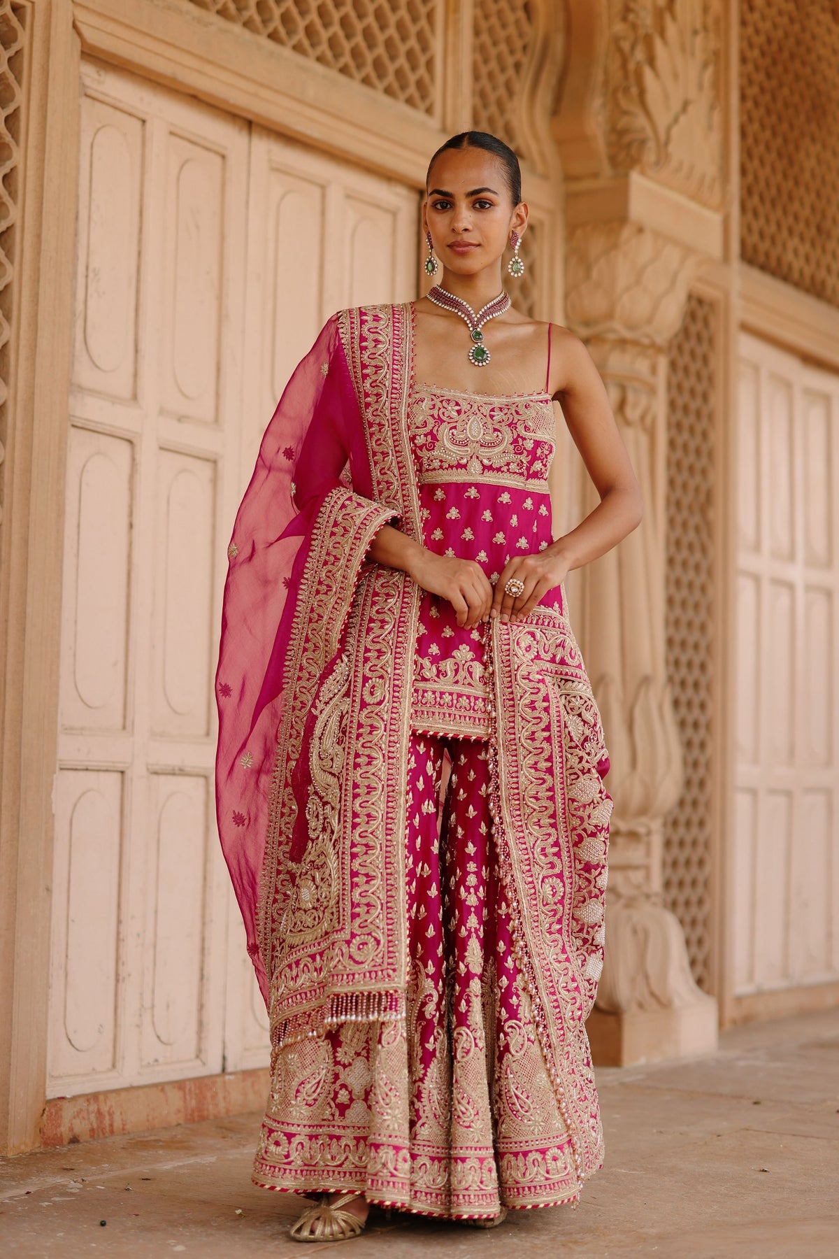 Nisbat Pink Sharara Set