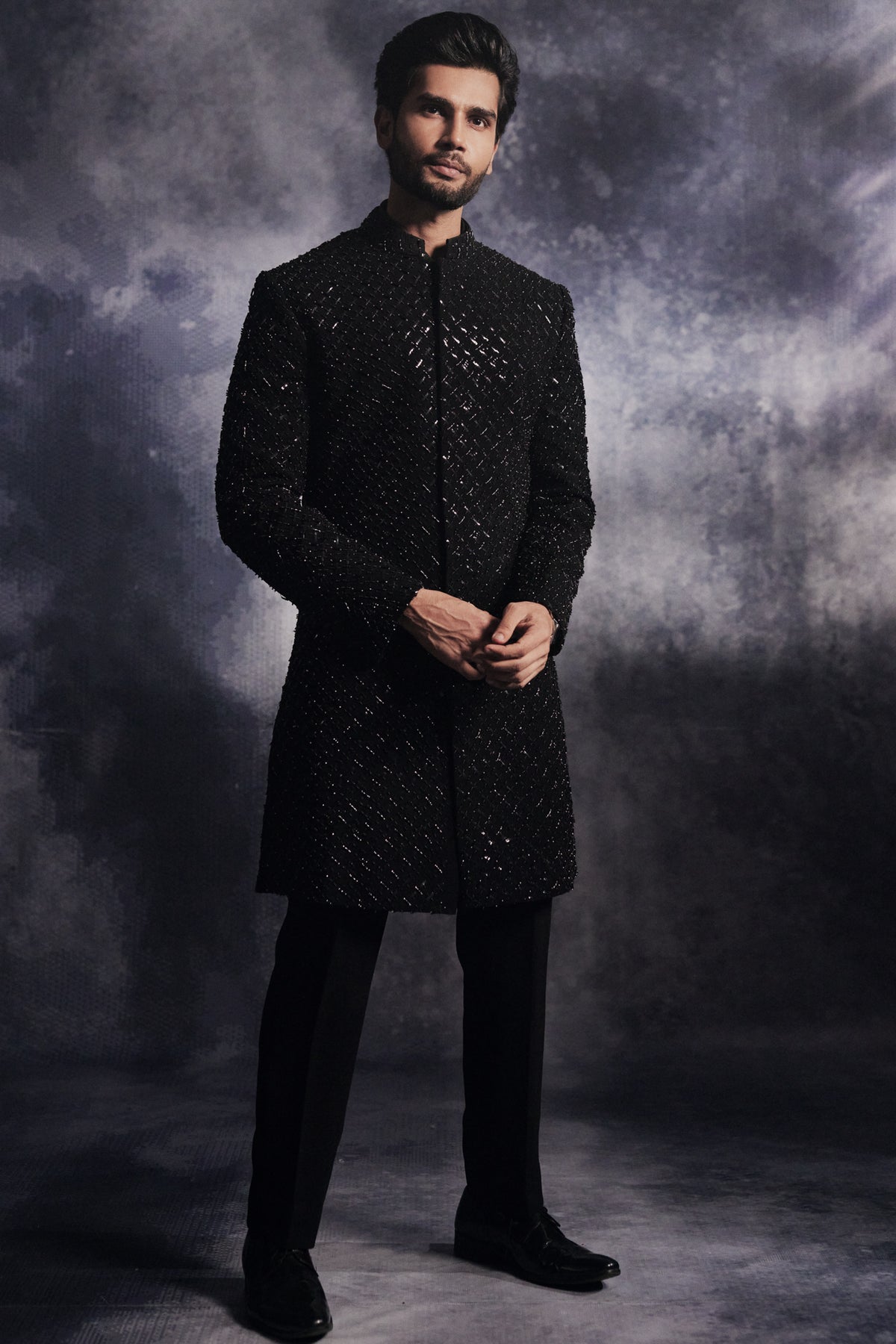 Ebony Black Cadence Sherwani Set