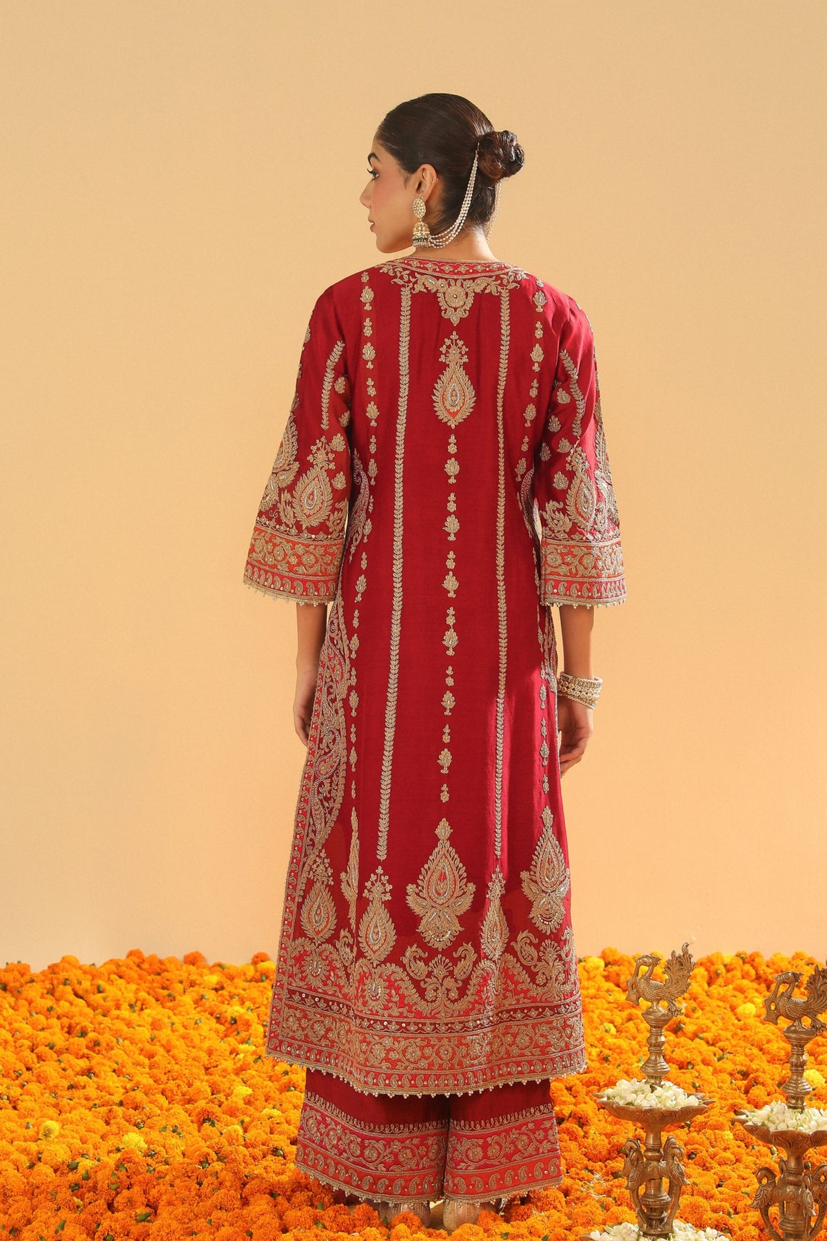 Deep Red A-line Kurta Set