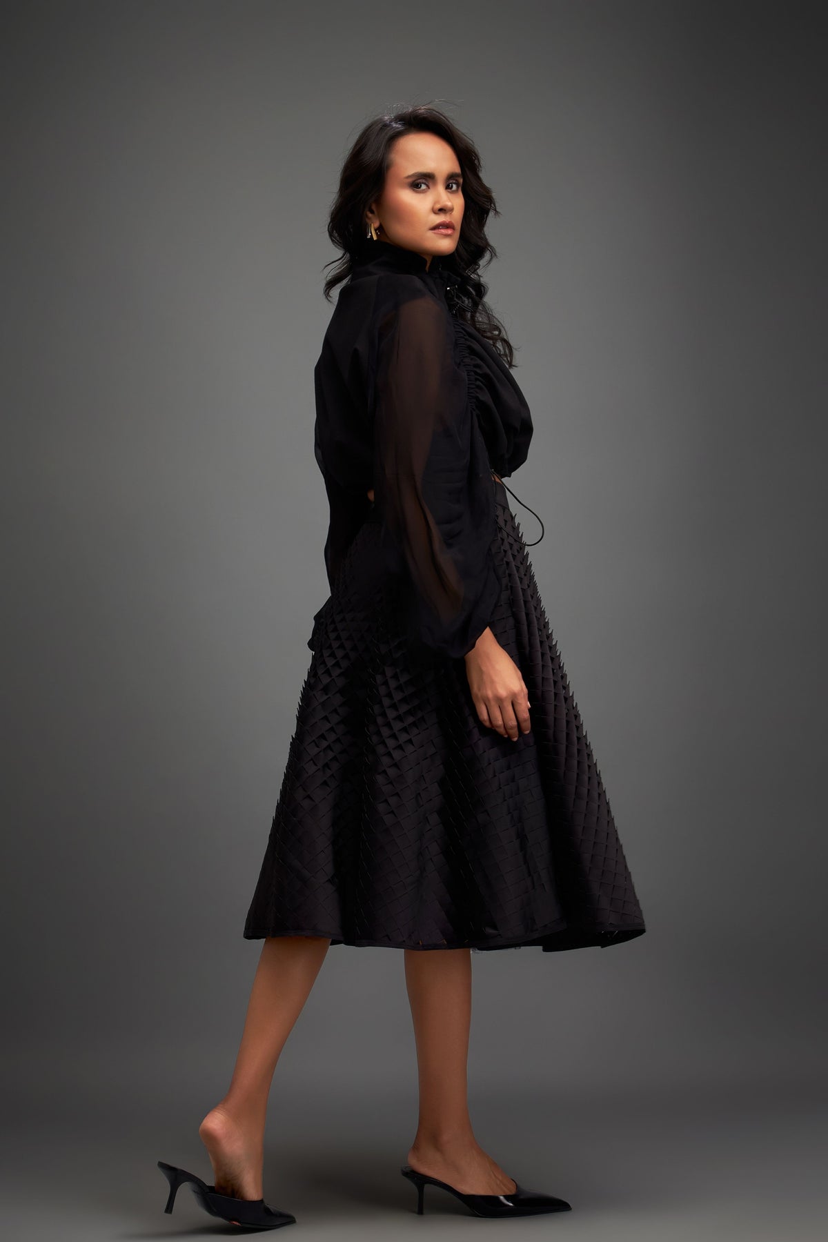 Black Jacket With Line Skirt