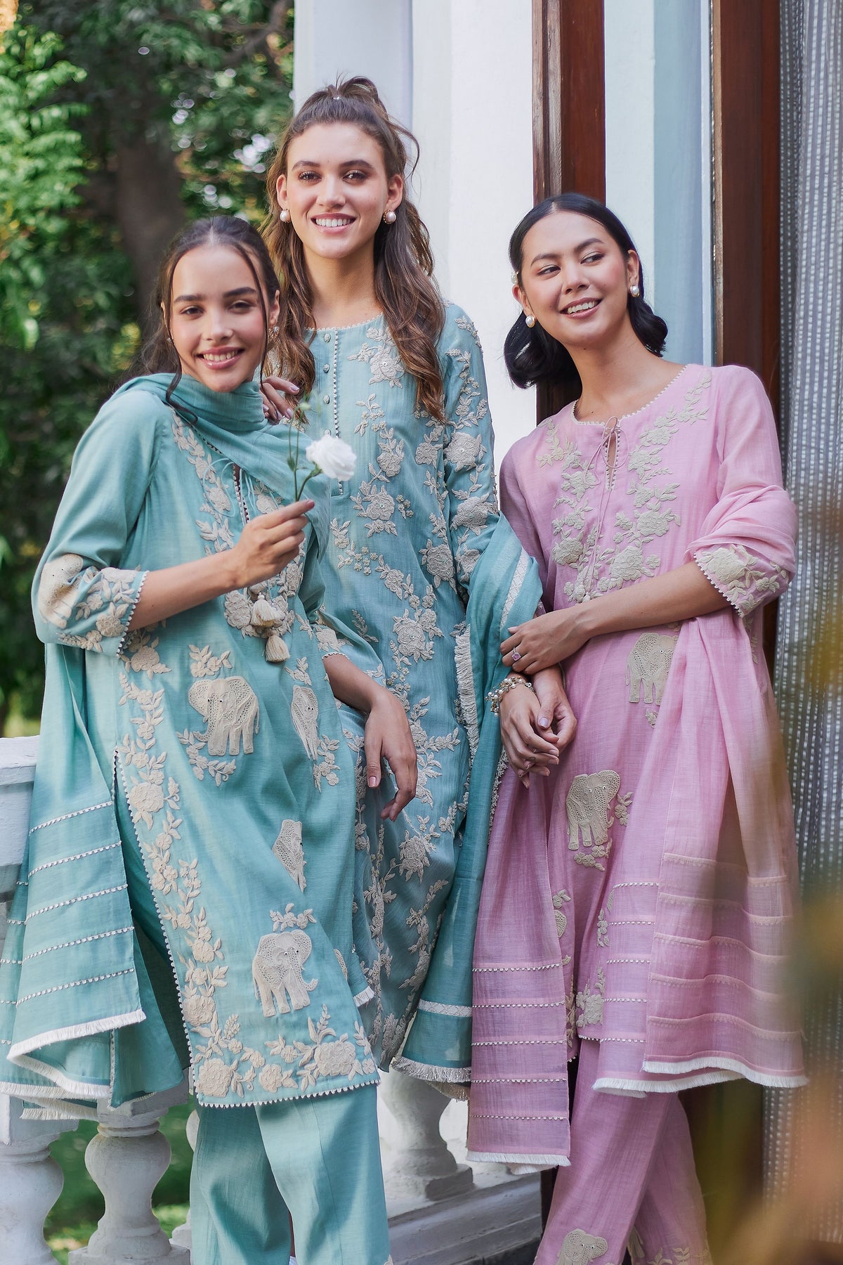 Green Elephant Kurta Set