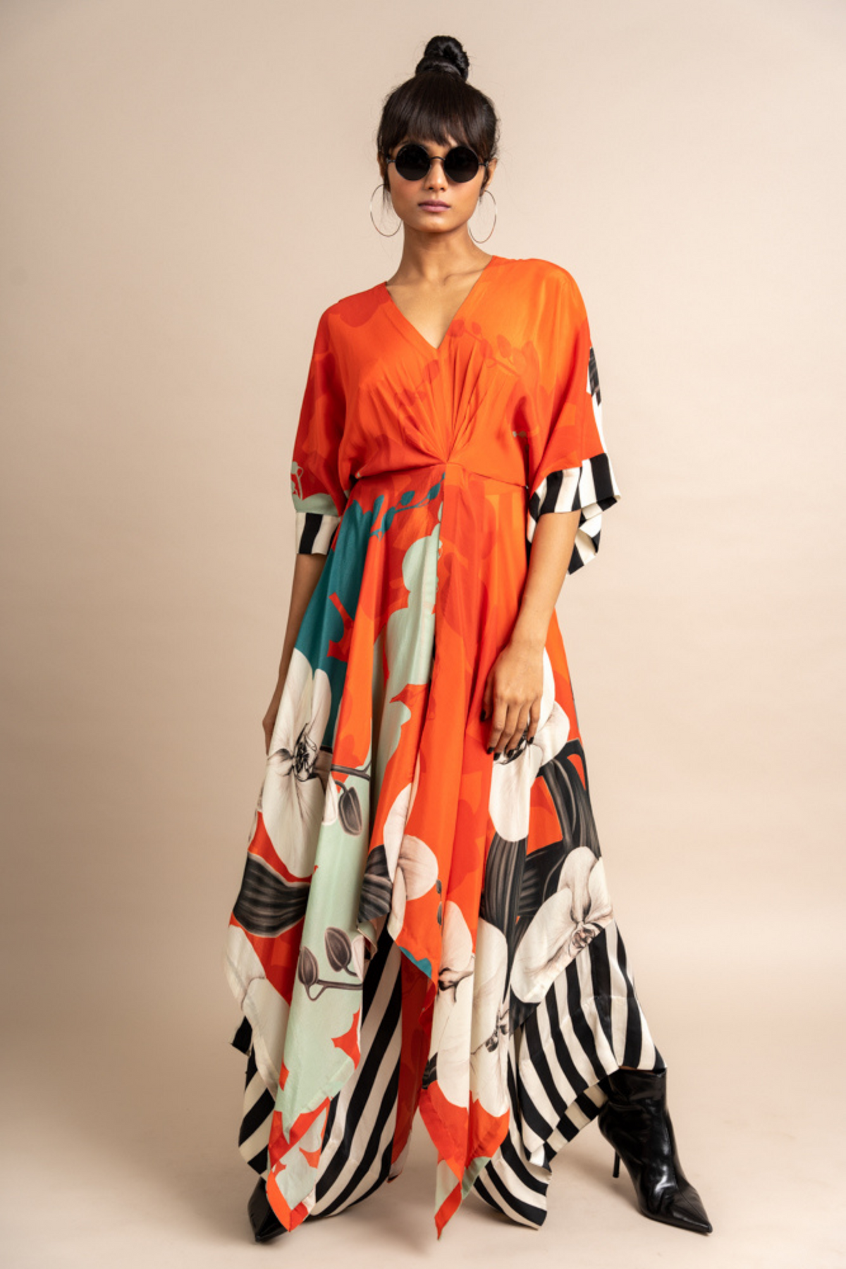 Tangerine Print Top With Pants