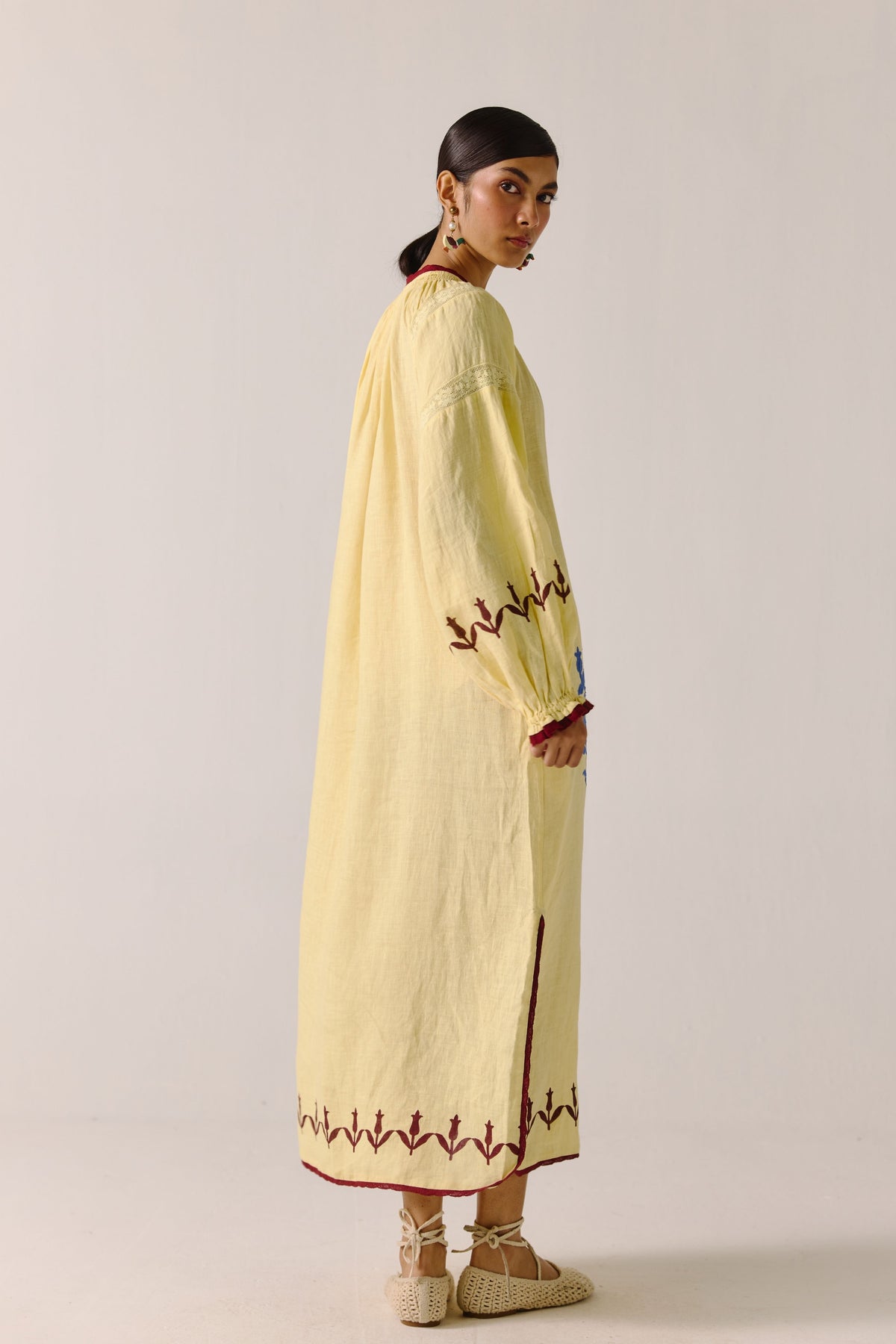 Butter Yellow Bird Applique Chloe Dress