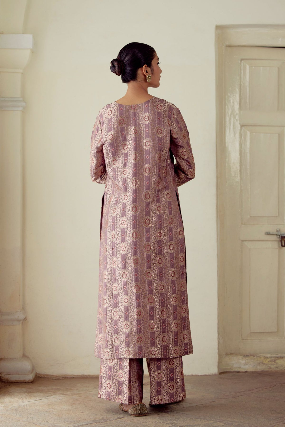 Sharmila Silk Brocade Pale Kurta Set