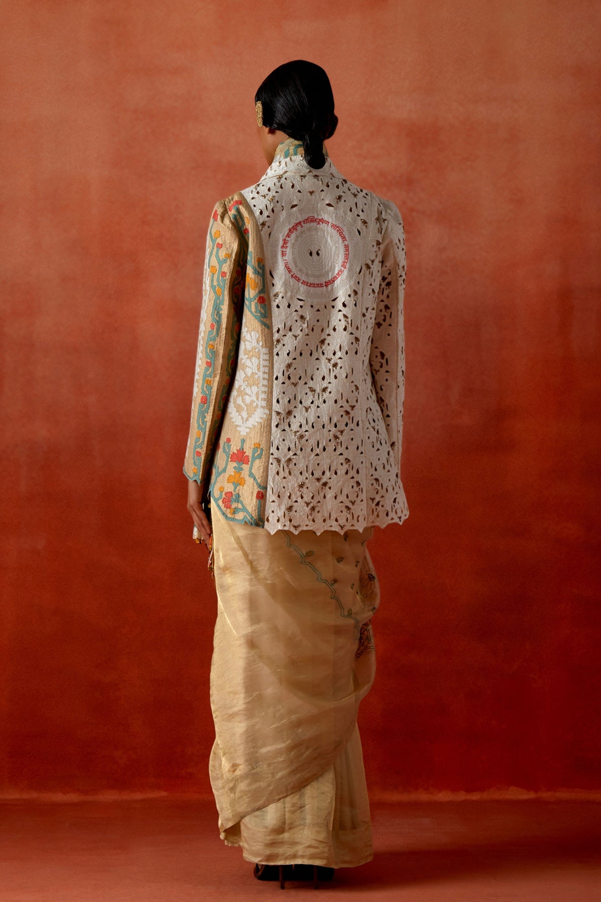 Gold Jacket Sari Set