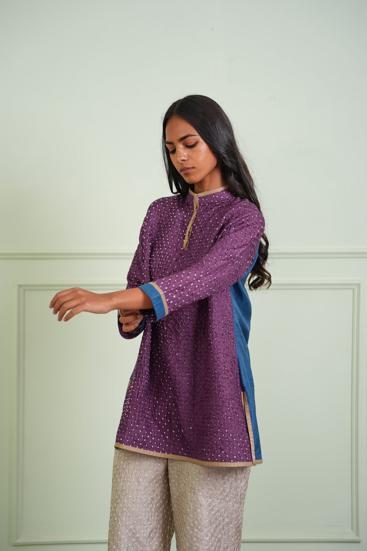 Lilac Crushed Bandhani Shirt