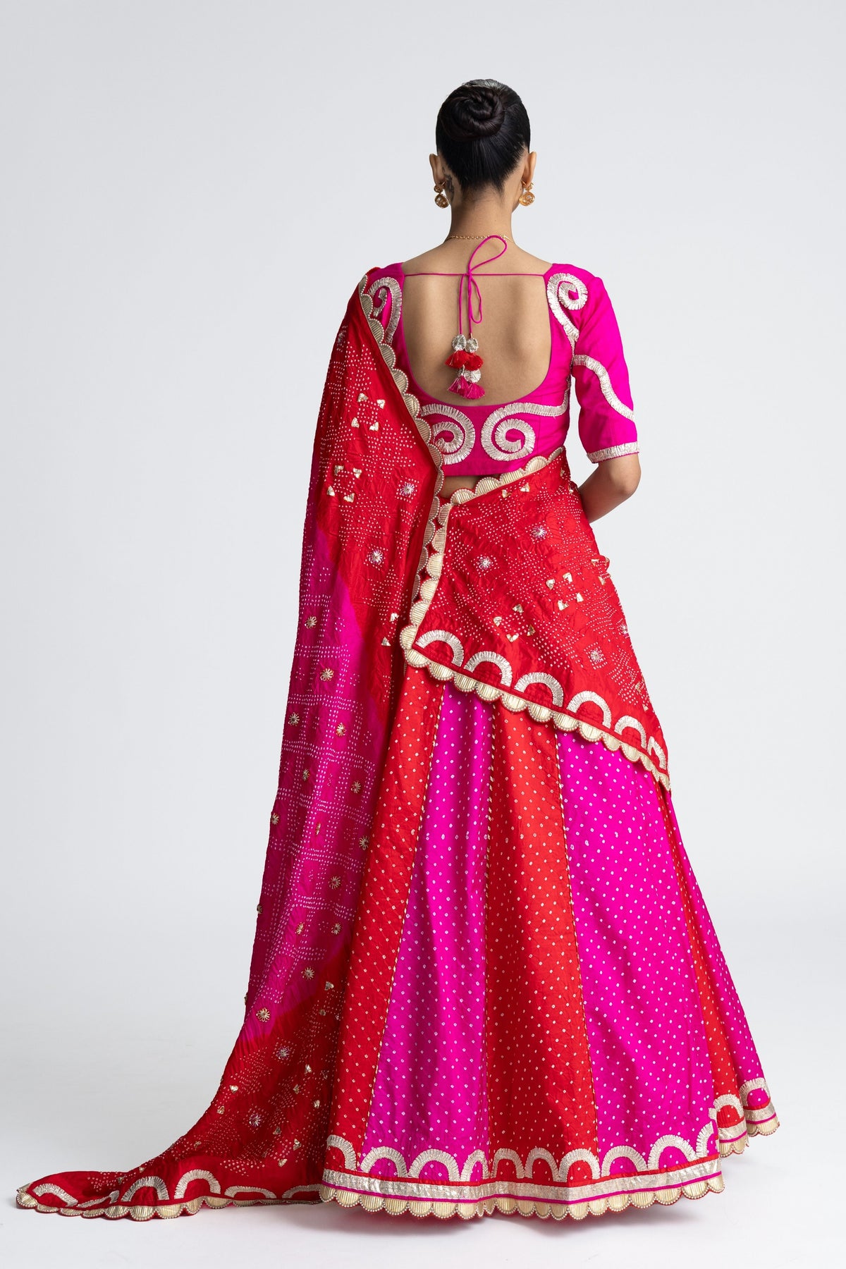 Red Rani Silk Lehenga