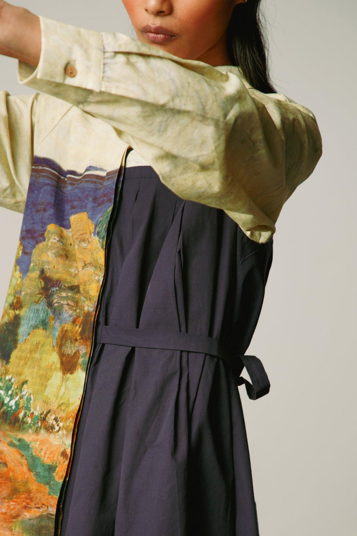 Mosaic pleat panel dress