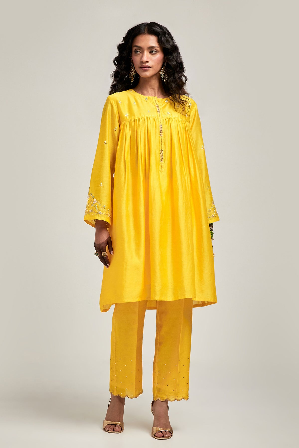 Yellow Short Kurta Set