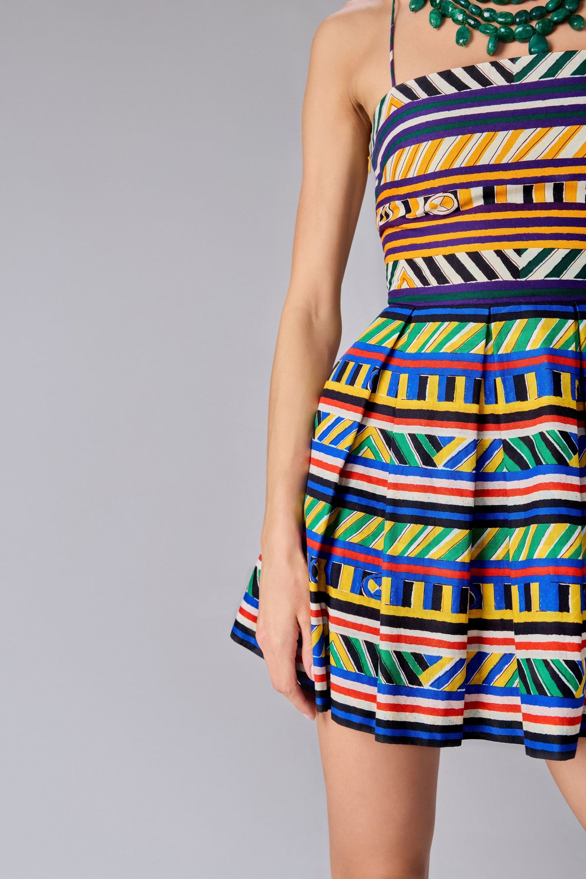 Green Yellow Stripe Fifi Dress