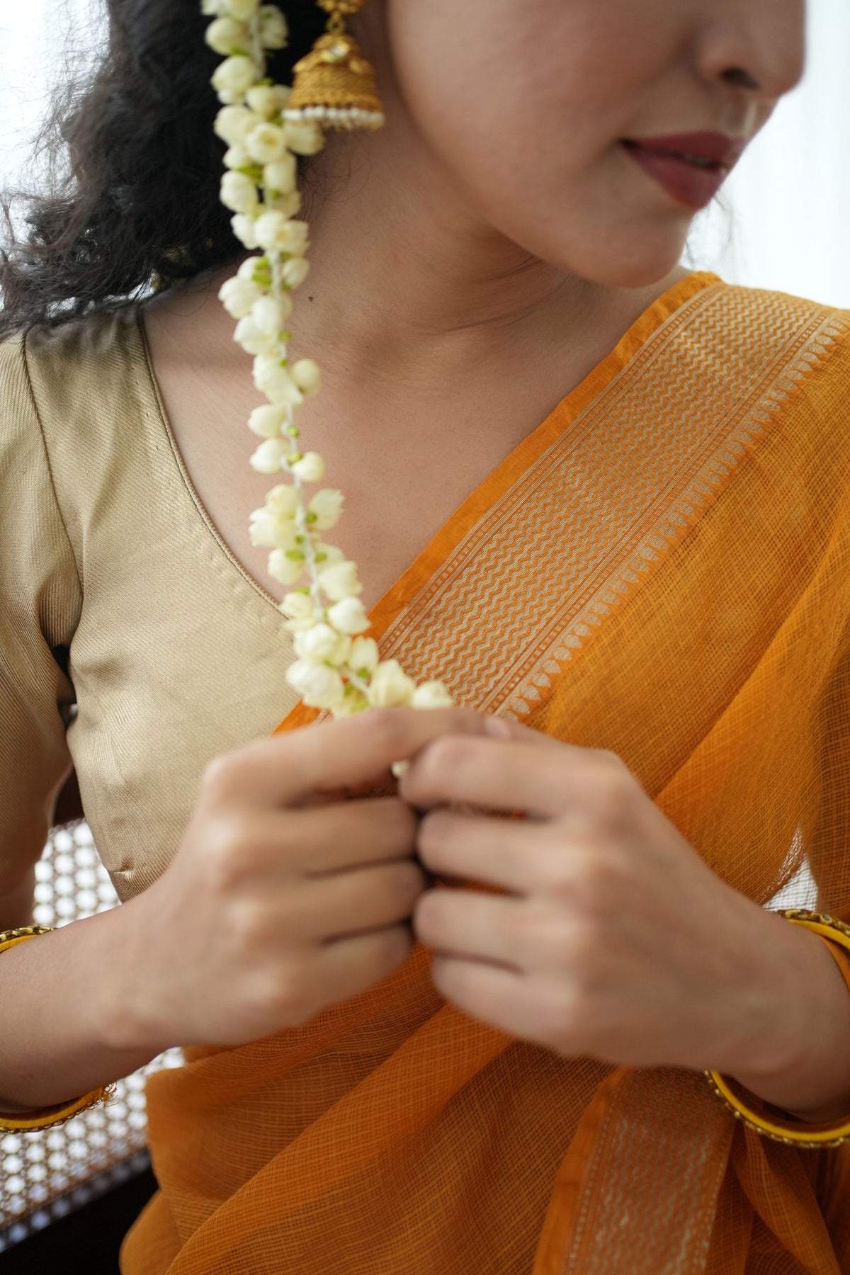 Deepa Golden Elegance Mustard Saree