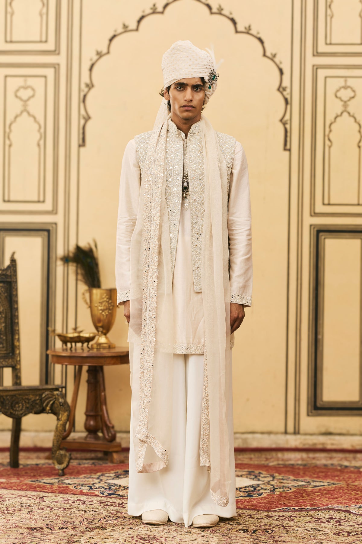 Ivory Chanderi Bundi Set