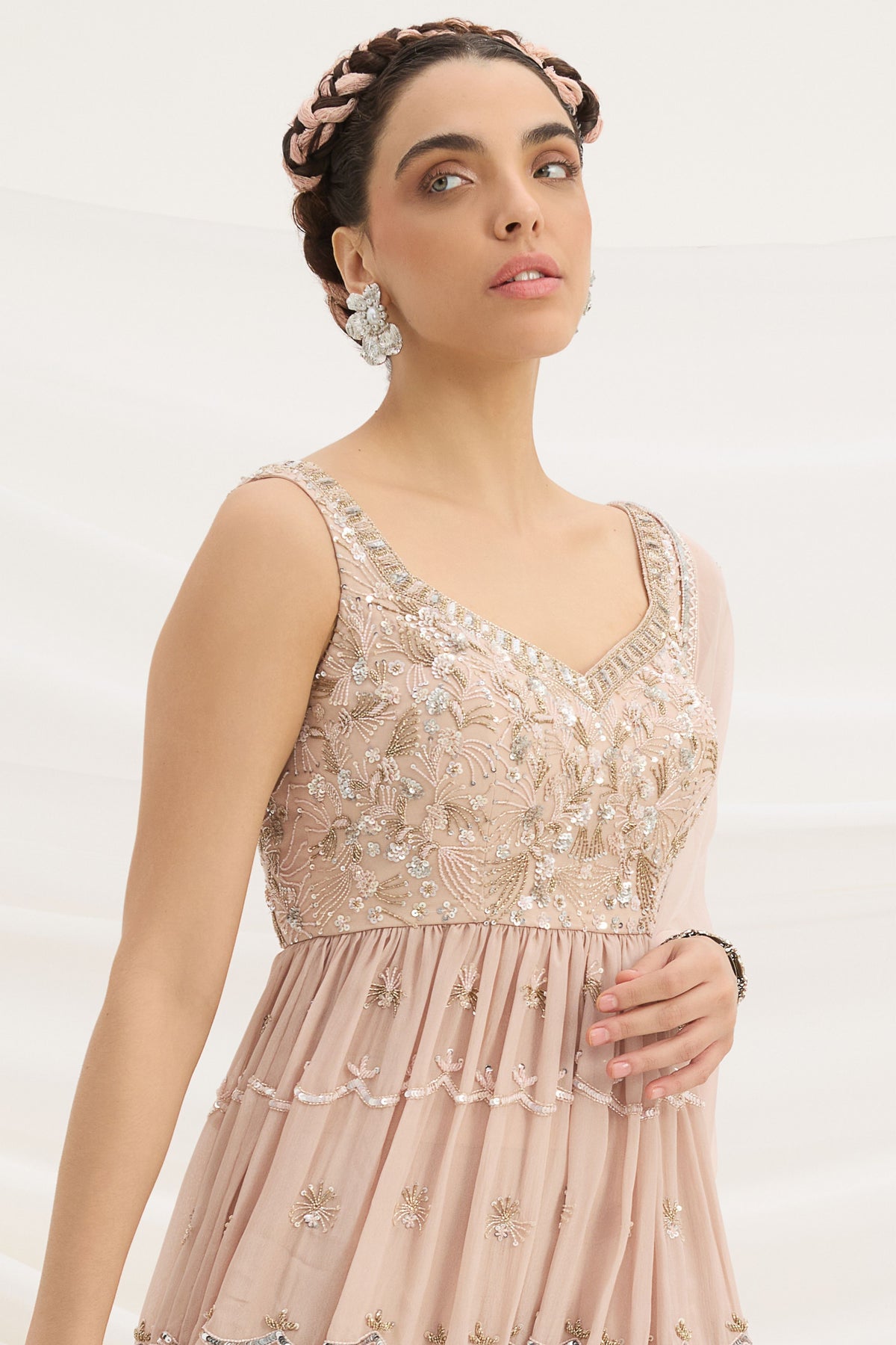 Light Pink Embroidered Sharara Set