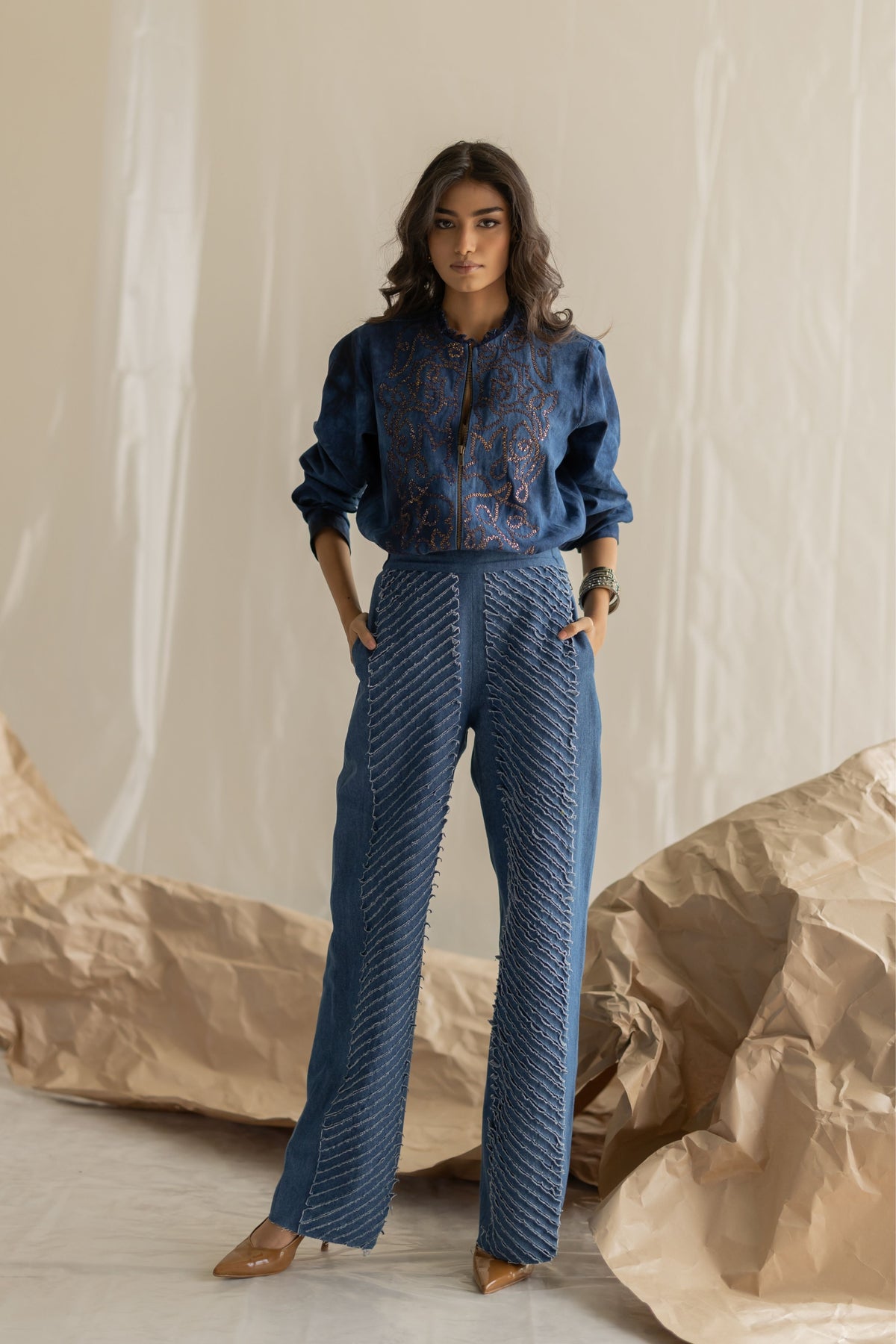 Fringe Straight Fit Denim Pant