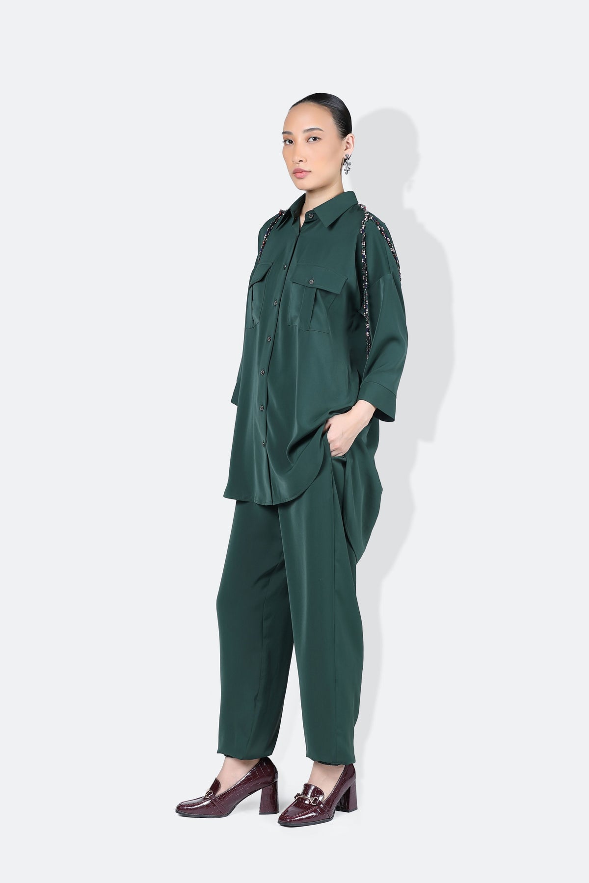 Army Forest Green Co-ord Set Cluster String