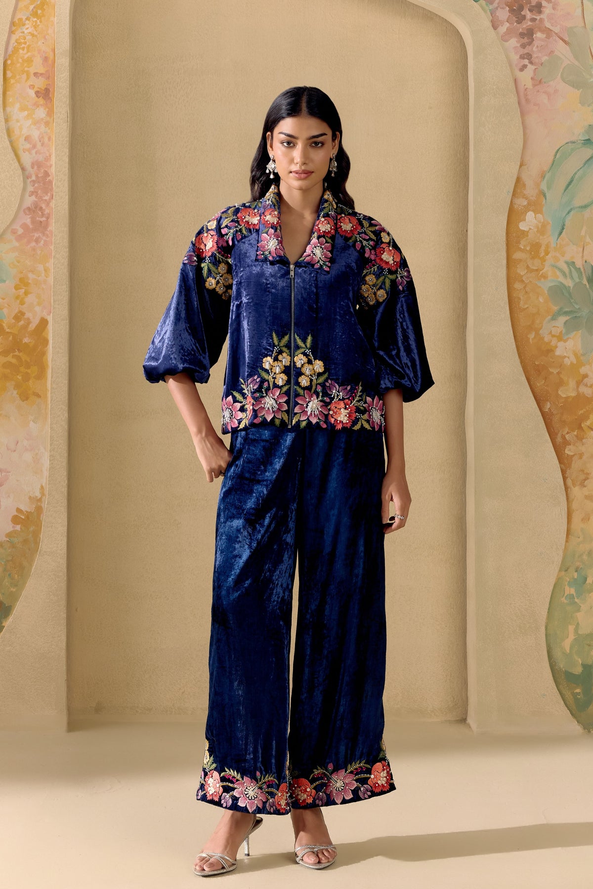 Indigo Fleur Embroidered Pants