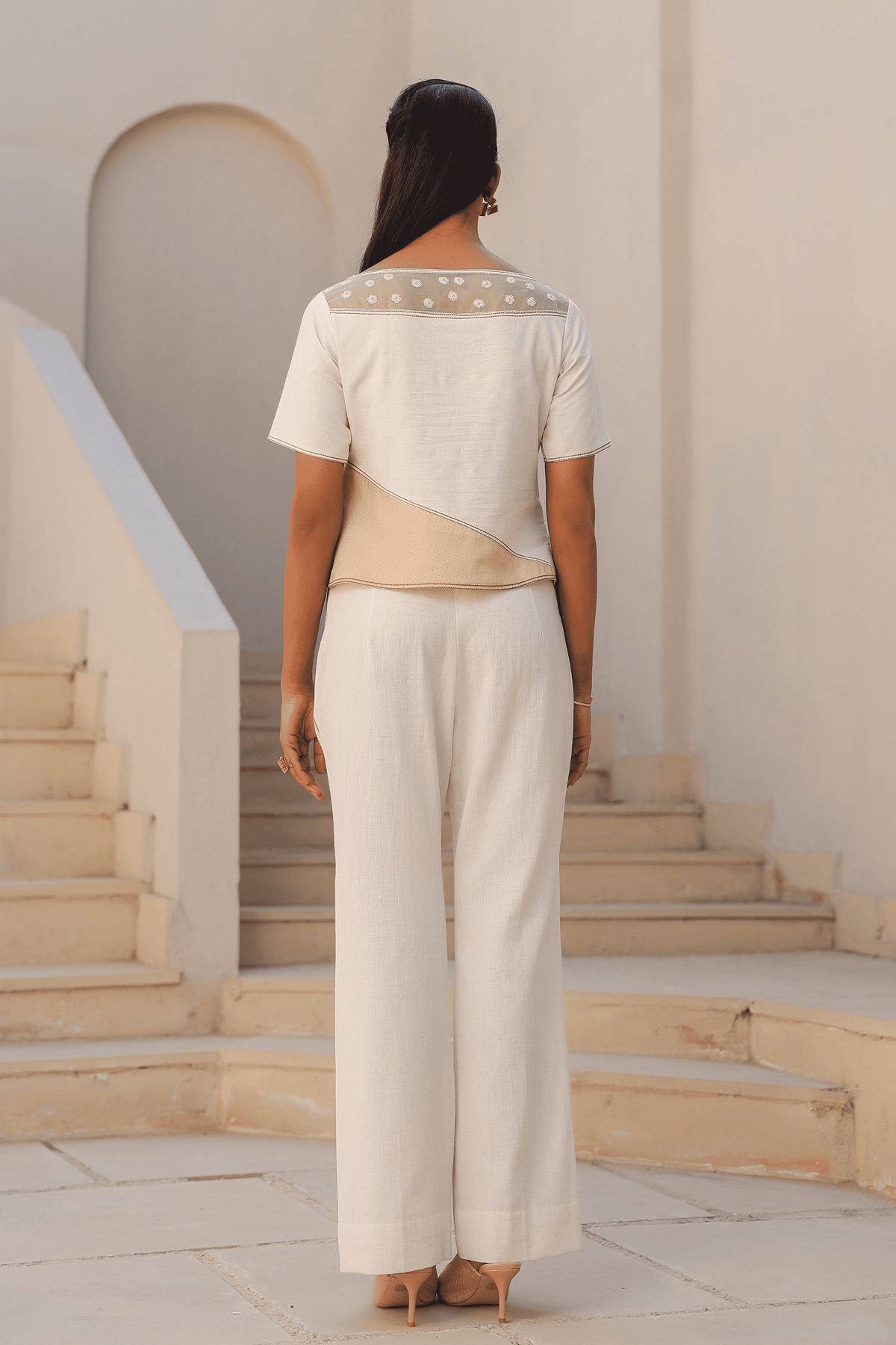 Azure Boat Neck Co-ord Set in Ivory