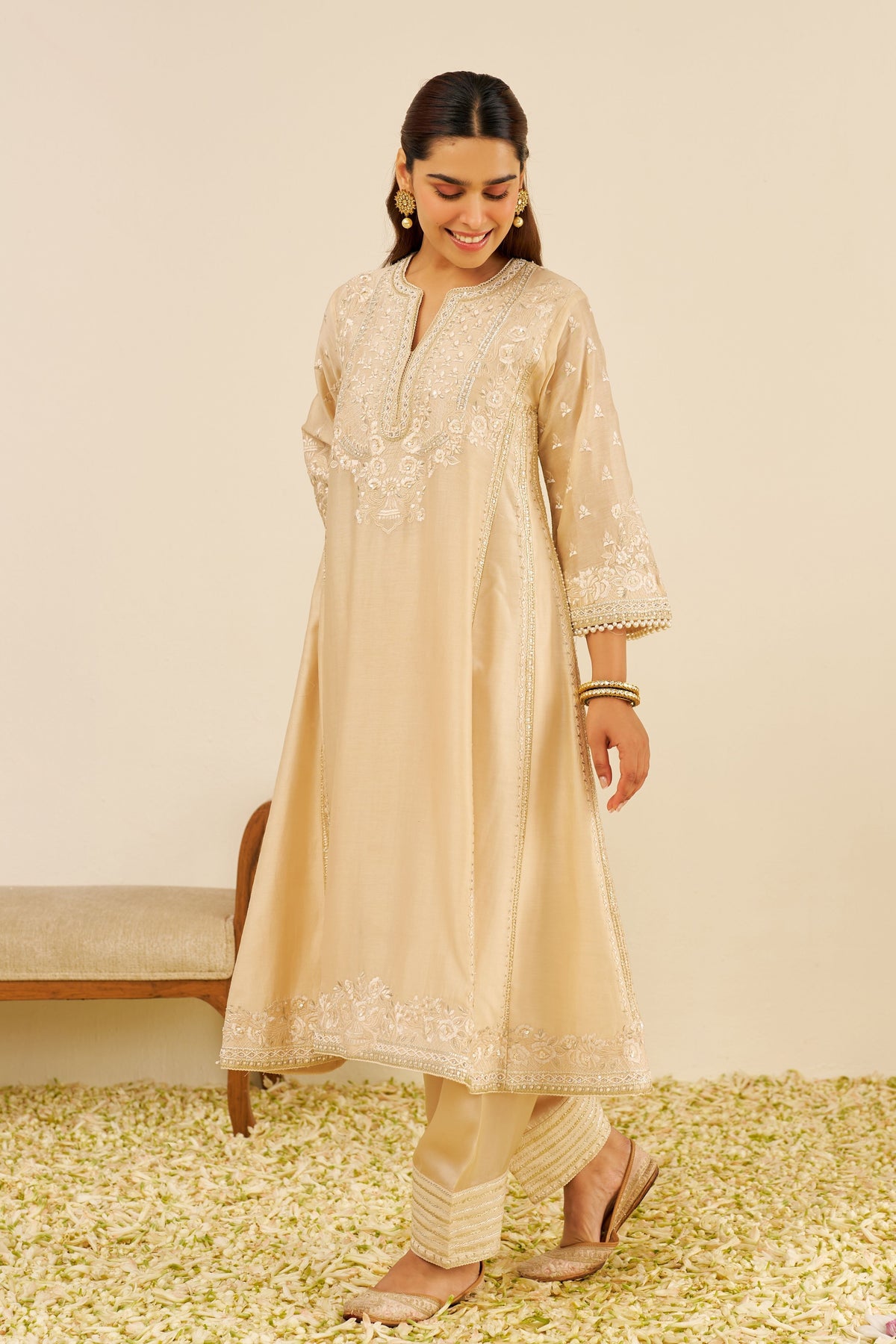 Maaroofa Beige Kurta With Salwar