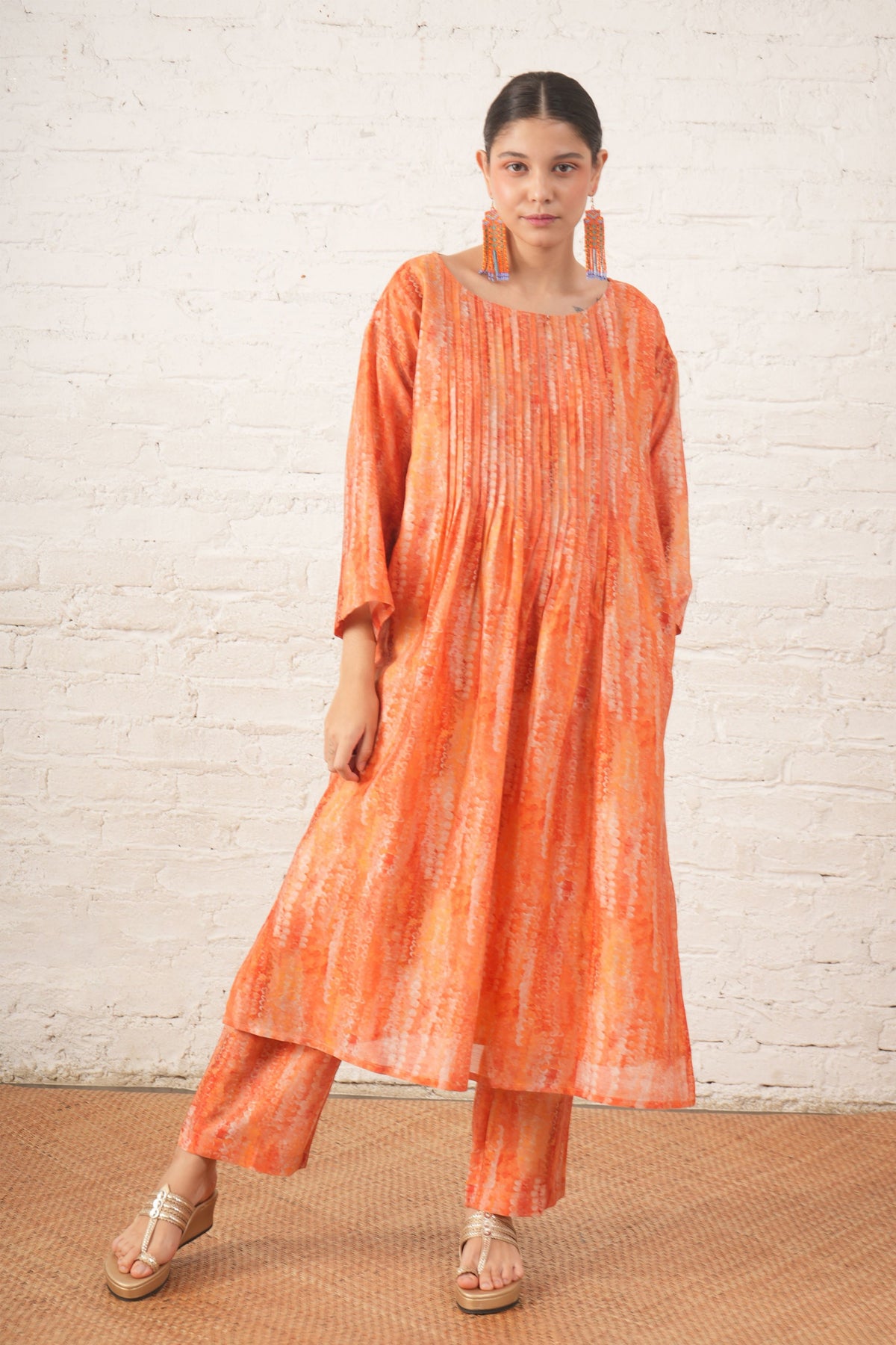 Peach Silk Tunic Set