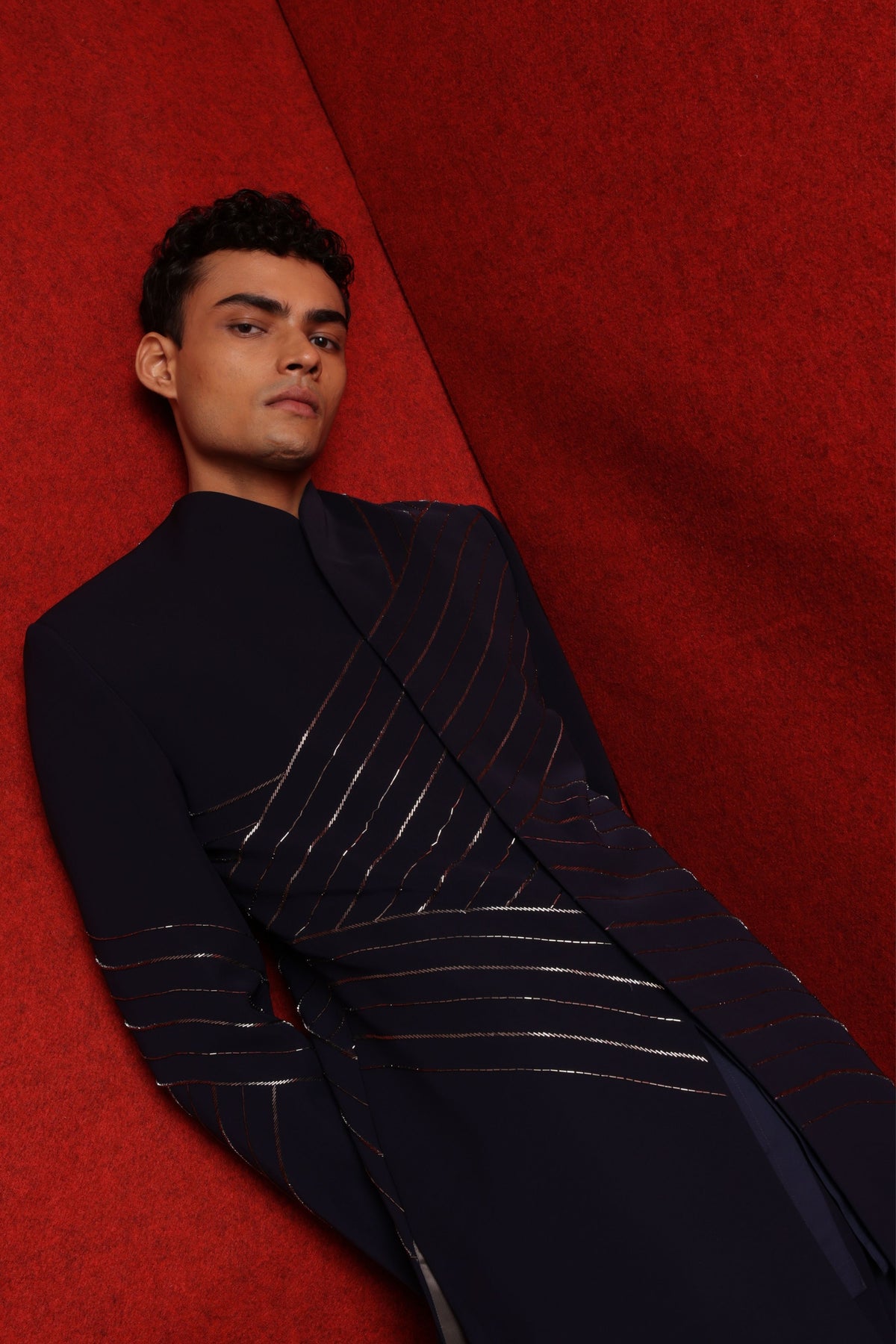 Bandhgala Set In Navy Blue