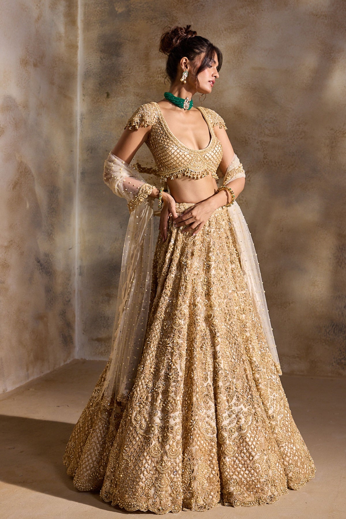 Gold Cutwork Lehenga Set