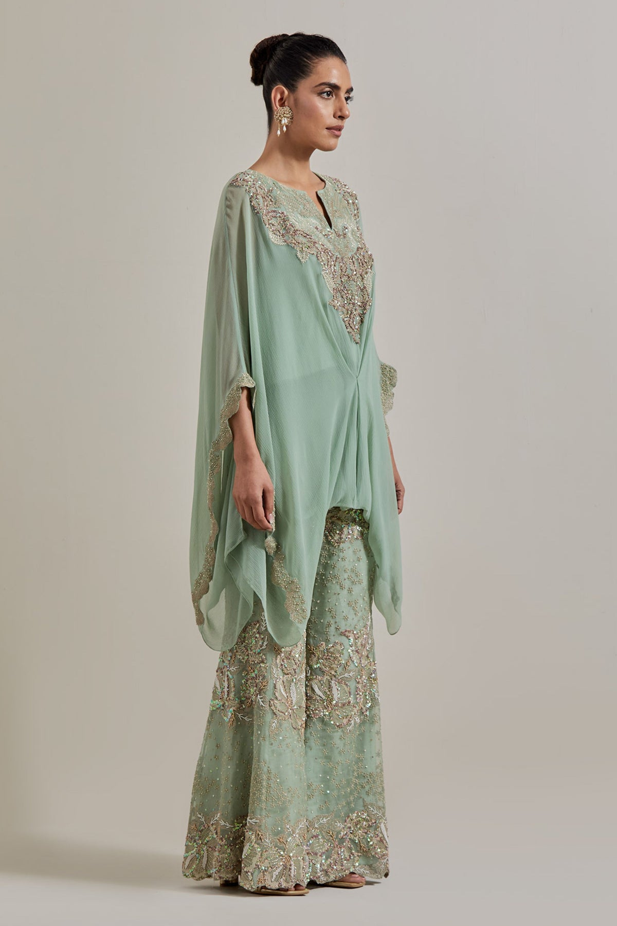 Sage Glimmer Kaftan Set