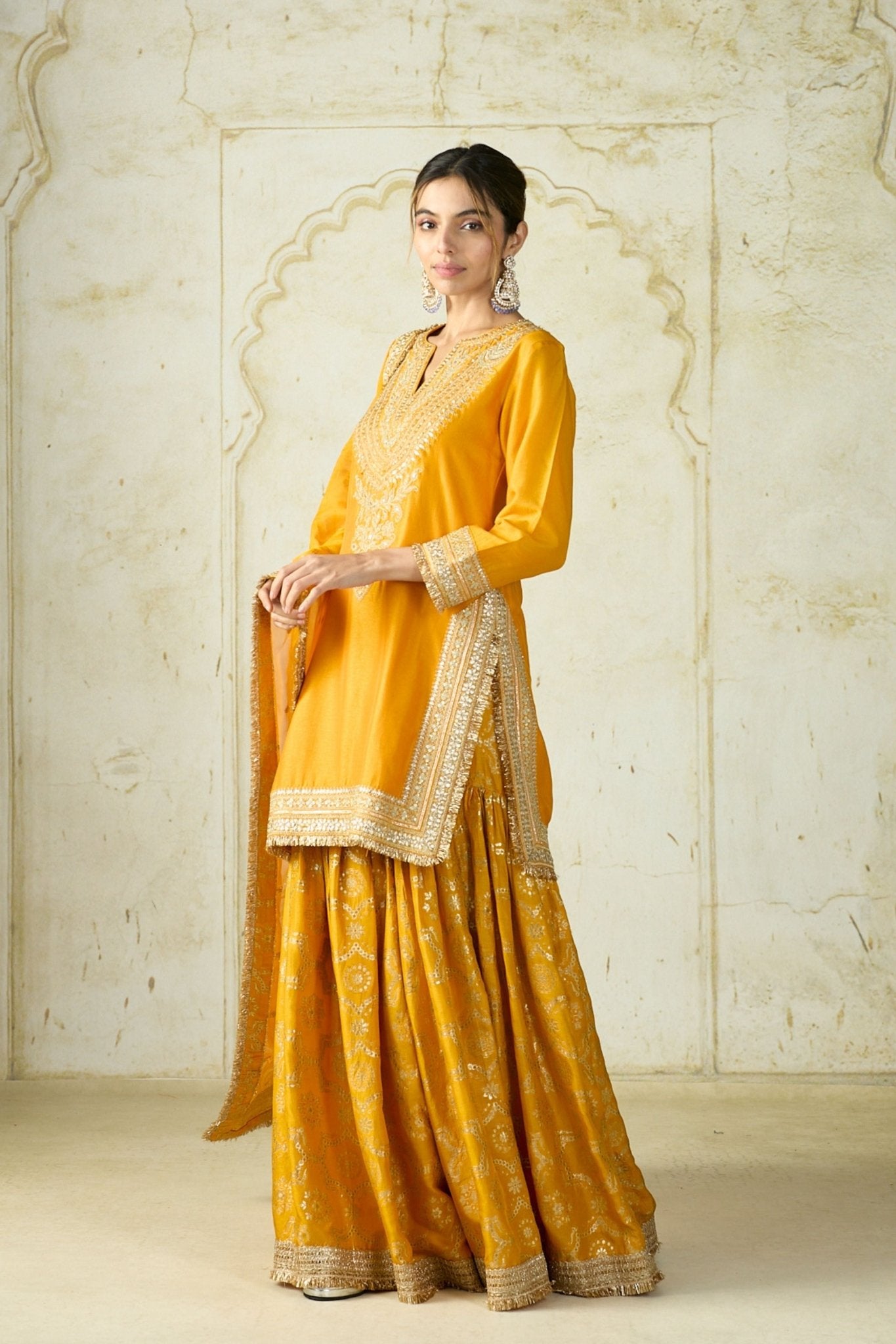 Yellow Ameena Sharara Set - Gopi Vaid - Elahe