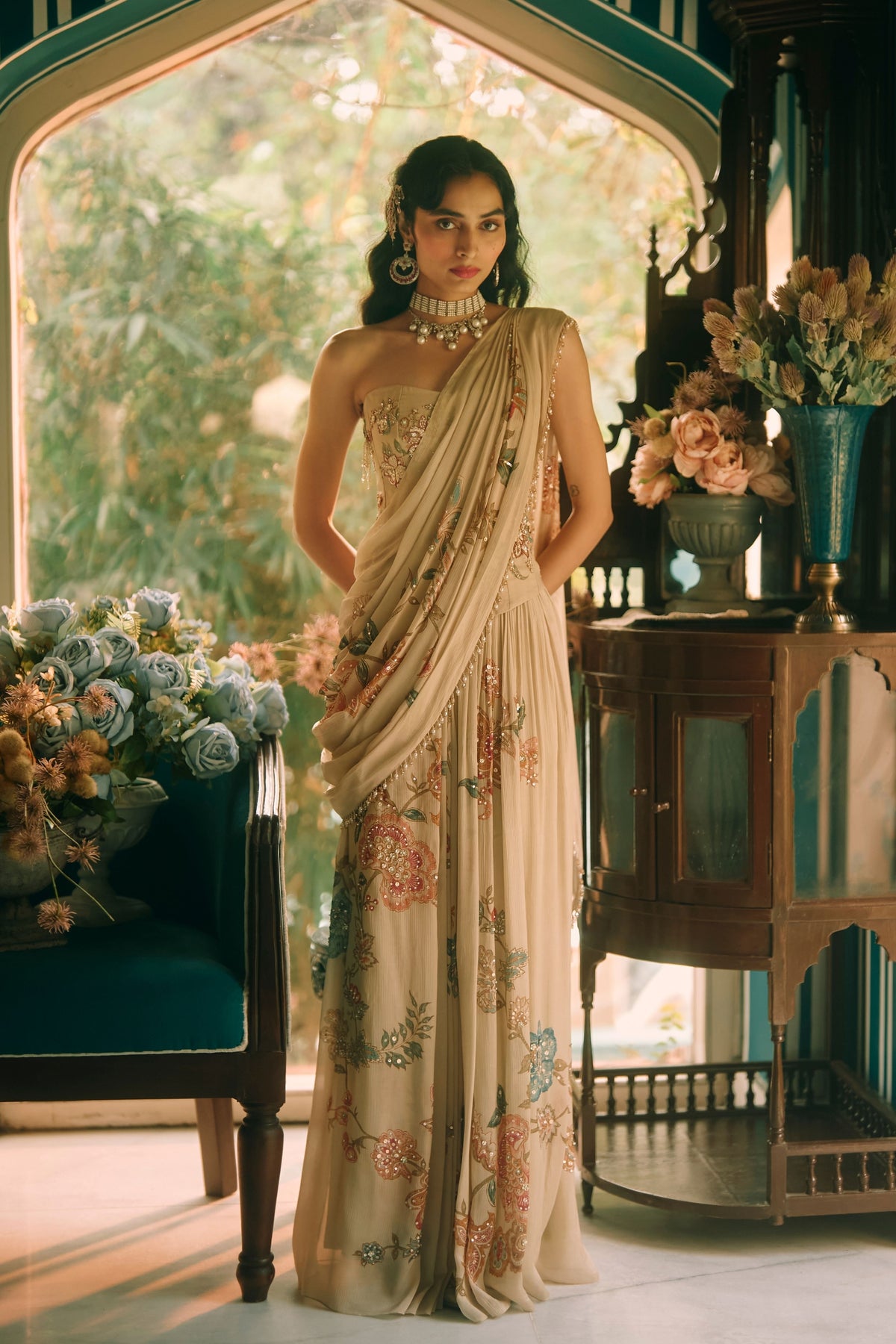 Magnolia Draped Saree Set