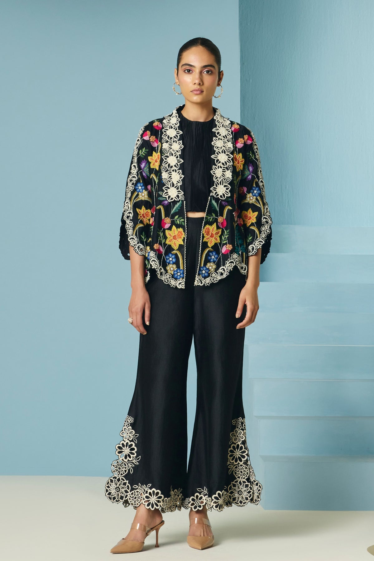 Cutwork Bell Bottom Pants