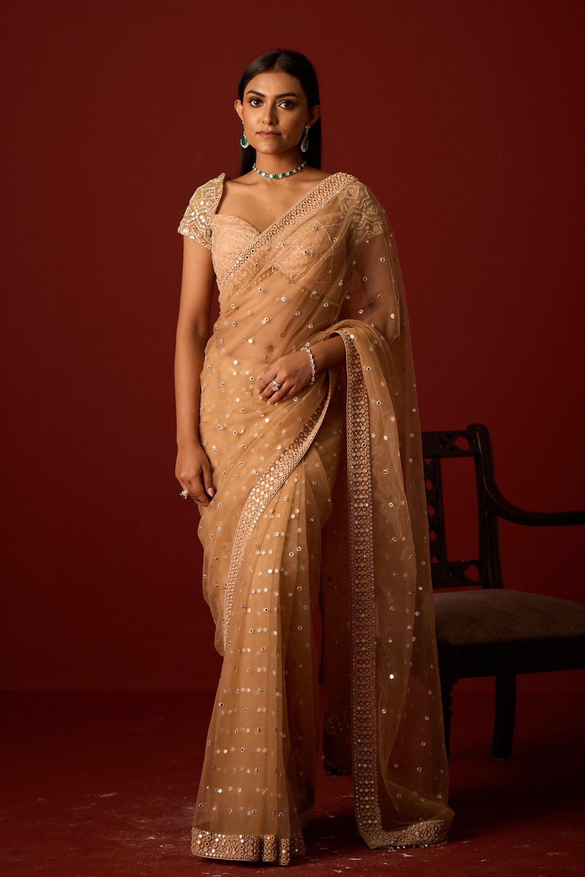 Golden Embellished Saree